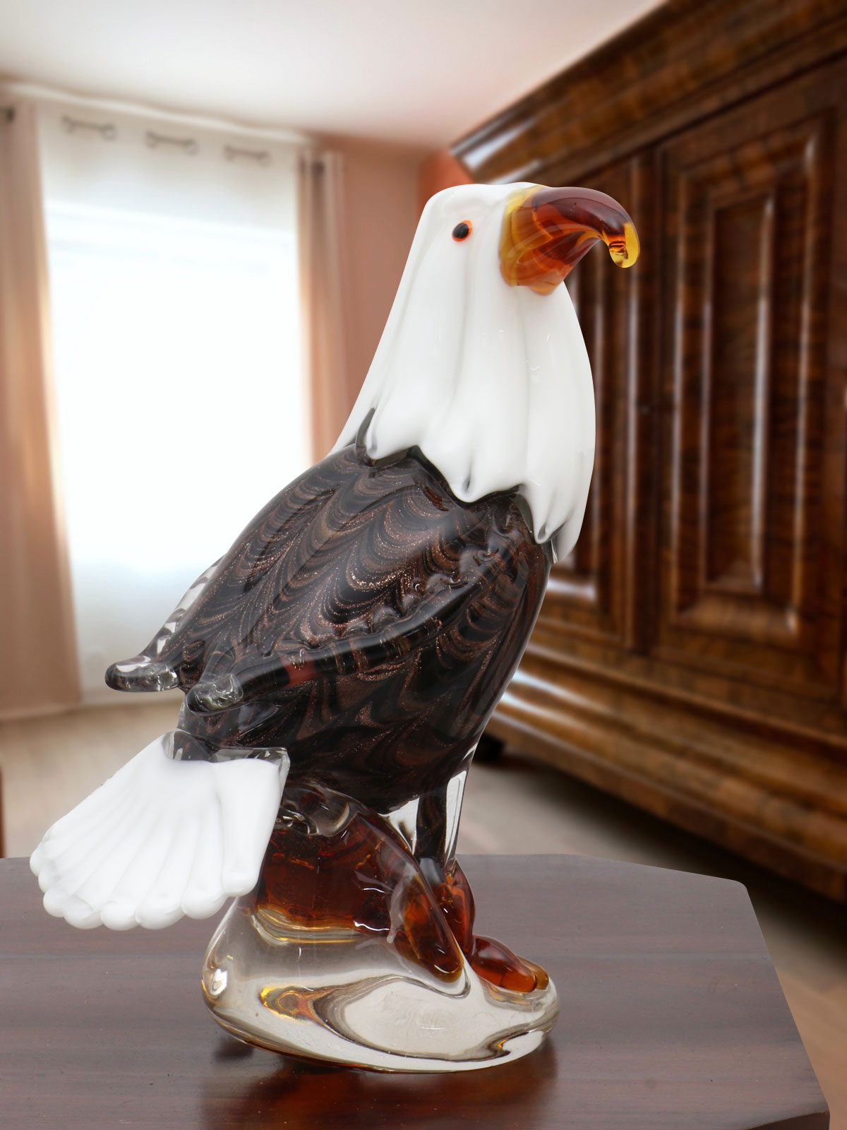 Glasfigur Figur Adler Vogel Glas im Murano Antik Stil 27cm