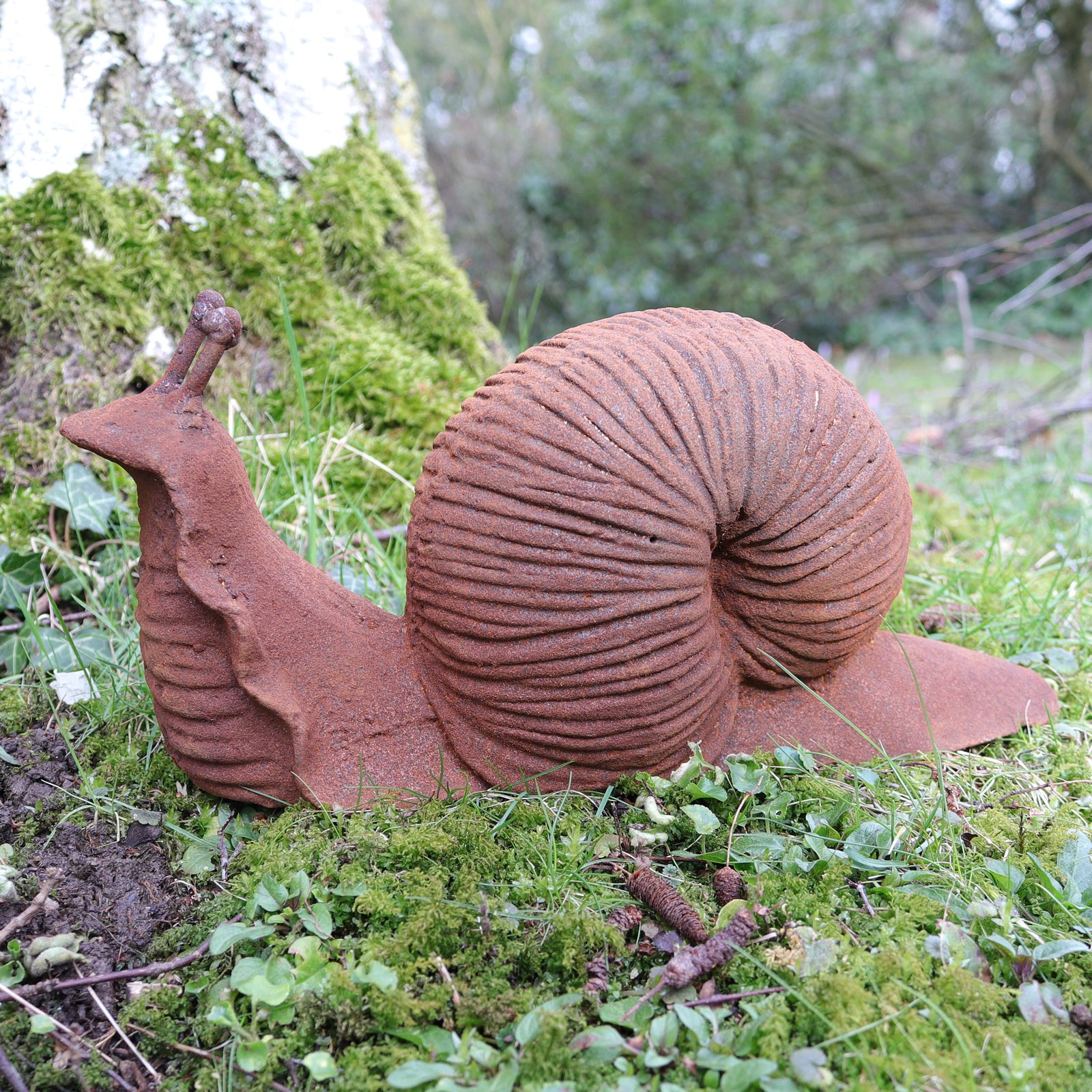 Gartenskulptur Schnecke Figur Eisen Garten Rost Eisenfigur Skulptur Gartenfigur