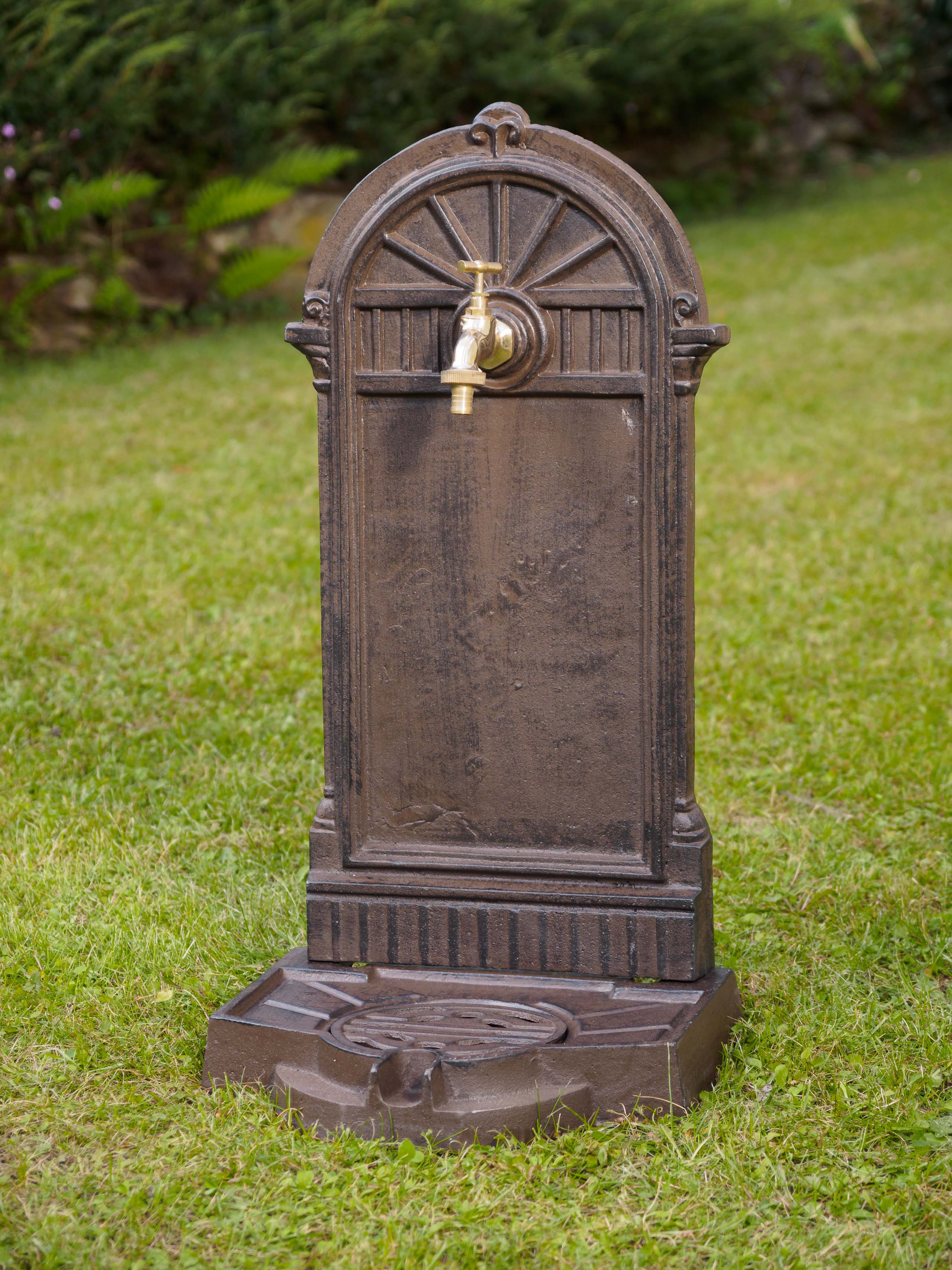 STANDBRUNNEN 64CM 11KG WASCHBECKEN BRUNNEN EISEN BRAUN WANDBRUNNEN ANTIK STYLE