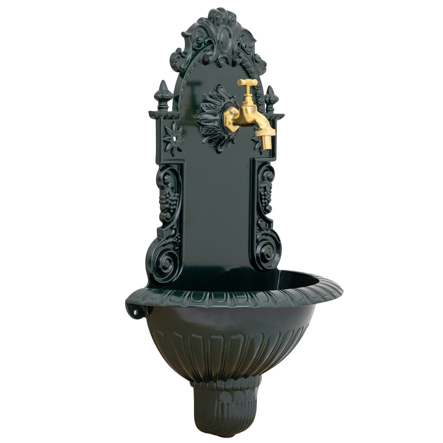 Waschbecken Wein Wandbrunnen Garten Aluminium Becken Brunnen Antik-Stil grün