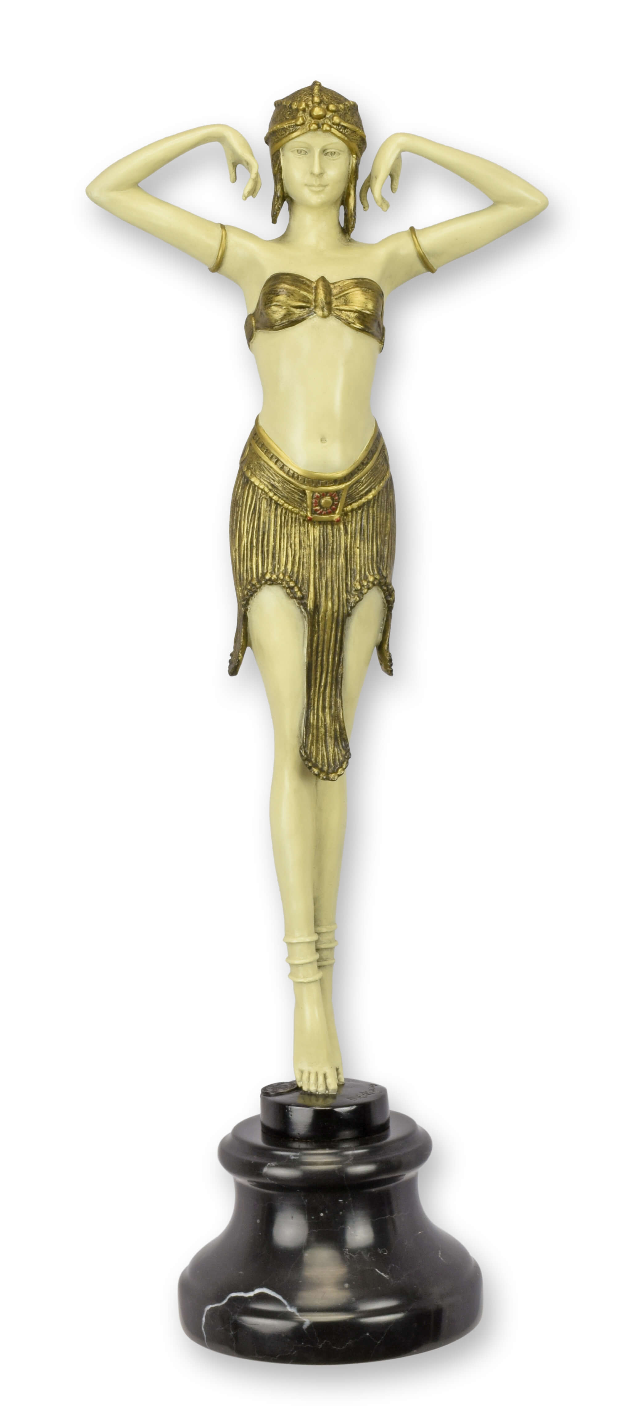 Figurine, Tänzerin, Hindufigur, Goldoptik, Skulptur