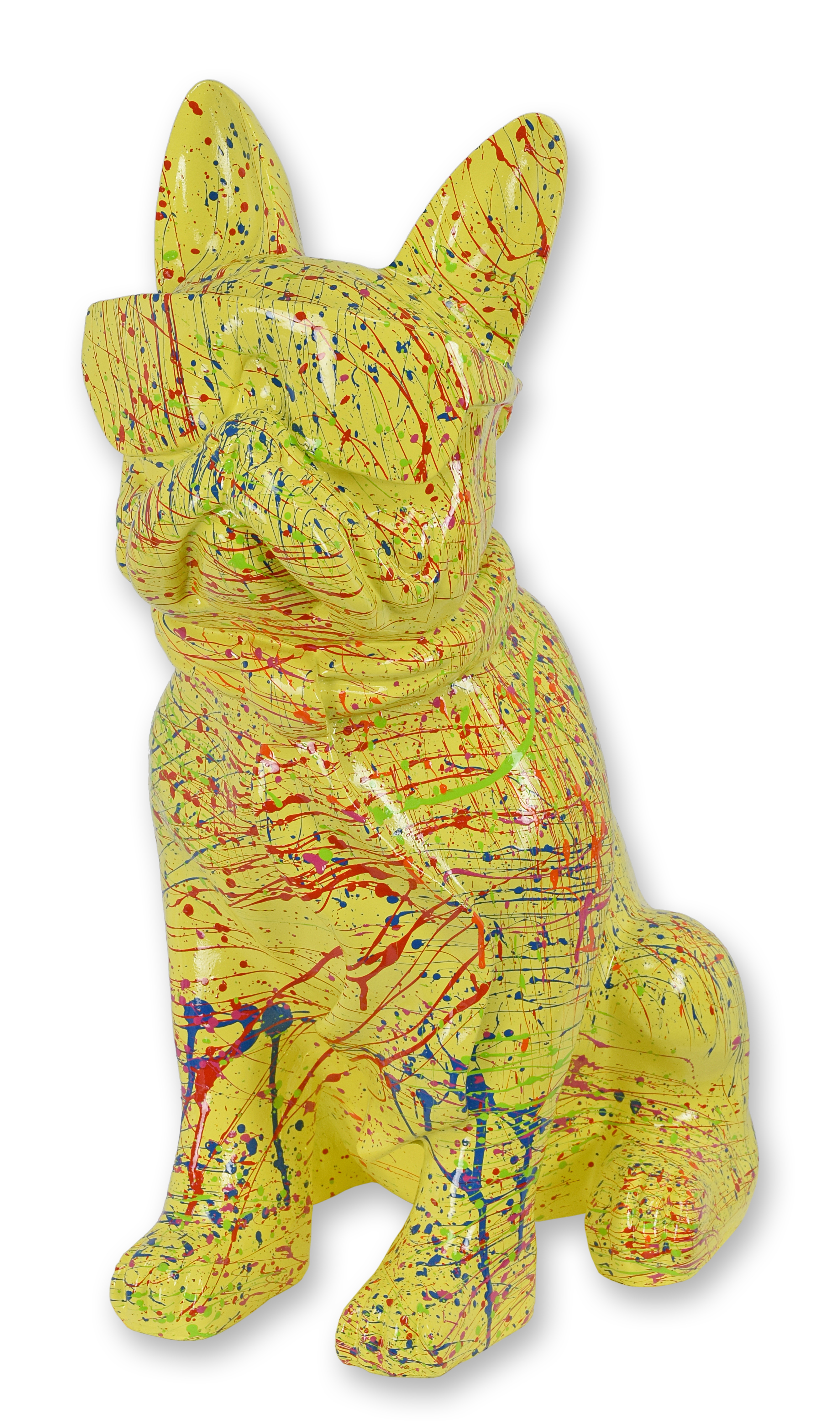 Een harsen bulldog met zonnebril en stropdas - gele spat replica retro ontwerp decoratie