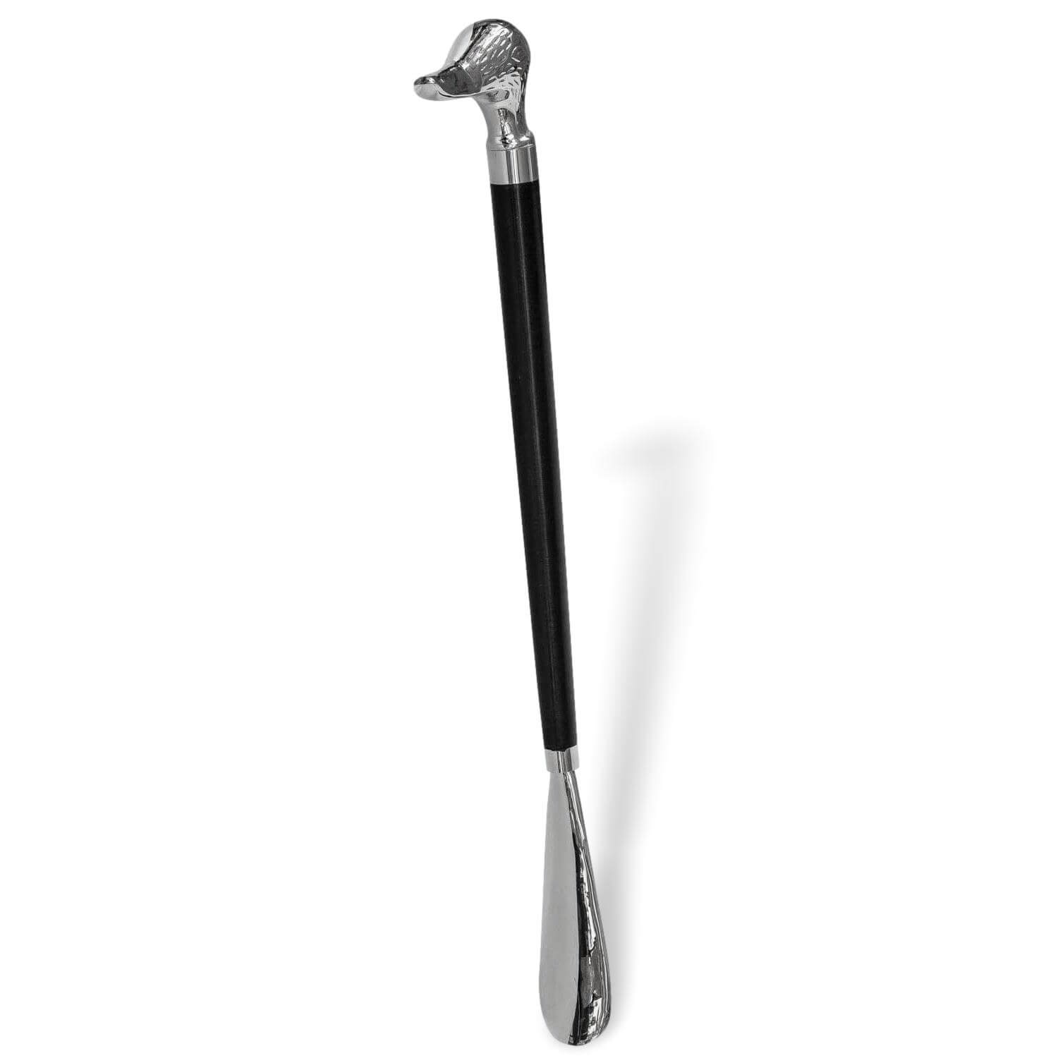 Schoenlepel schoenlepel metaal vogel zilver in antieke stijl - 48cm