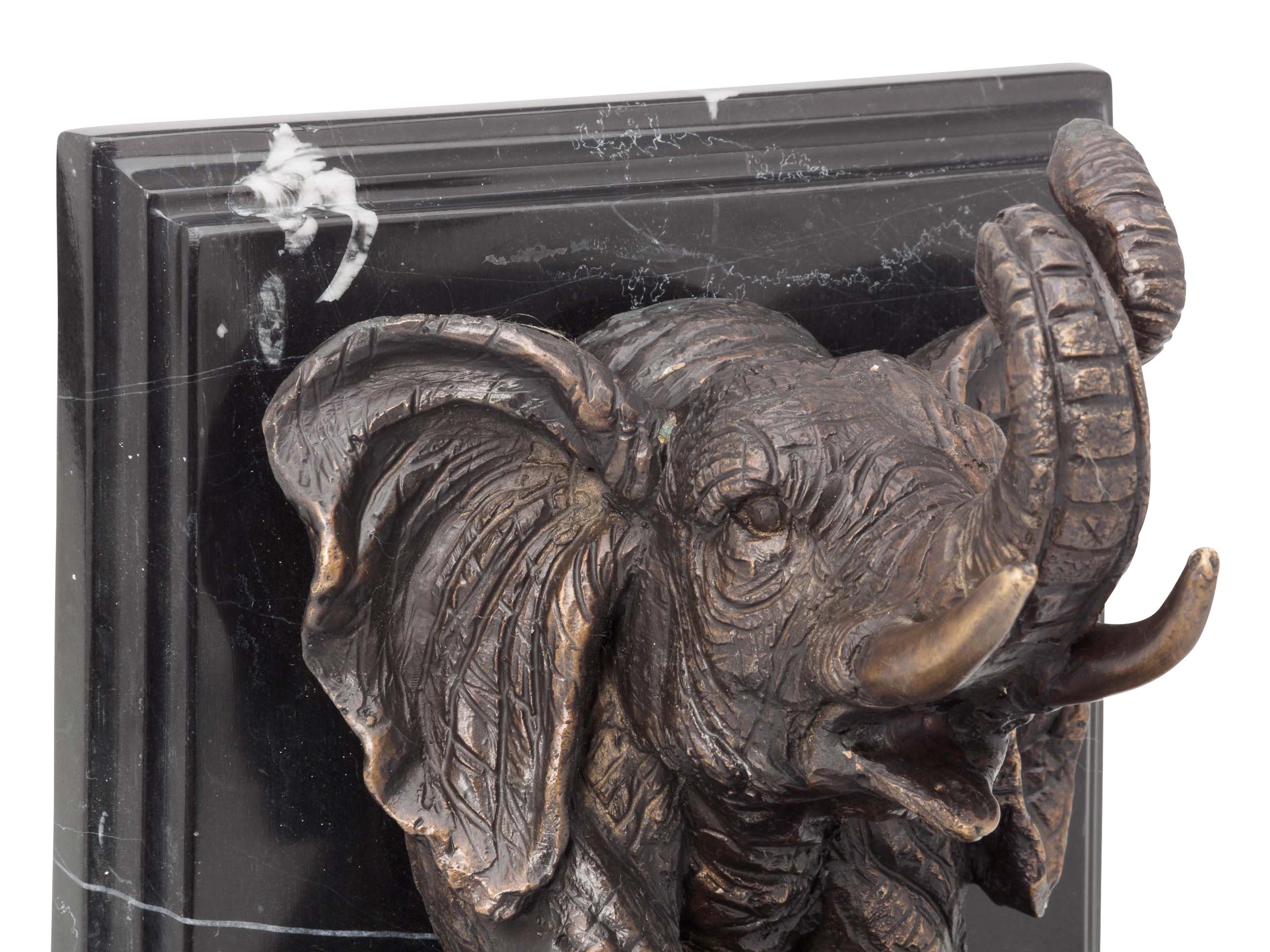 2 Buchstützen Bronze Skulptur Figur Elefant Bronzefigur Buch bookend bronze