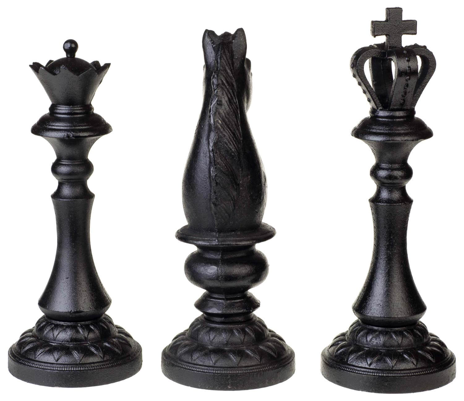 Schachfiguren 34cm Figur Pferd König Dame Schach Gusseisen Eisen im Antik-Stil