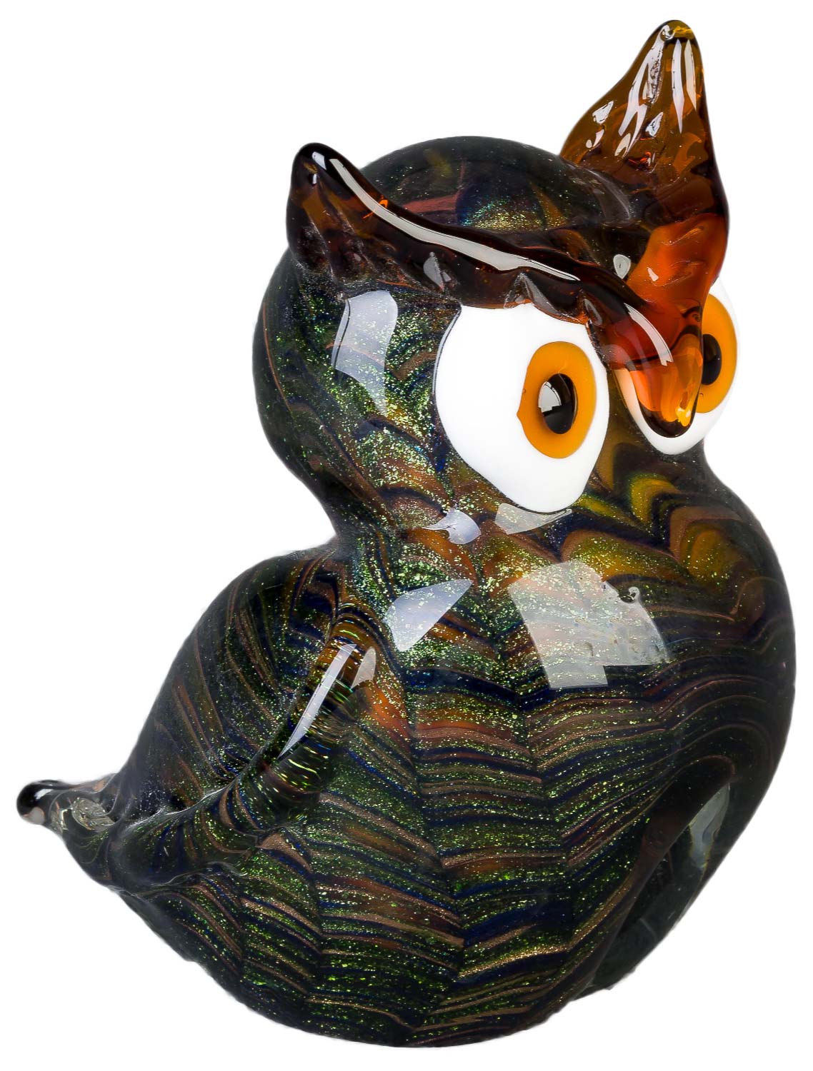 Glasfigur Figur Skulptur Eule Glas Glasskulptur im Murano Antik-Stil - 15cm