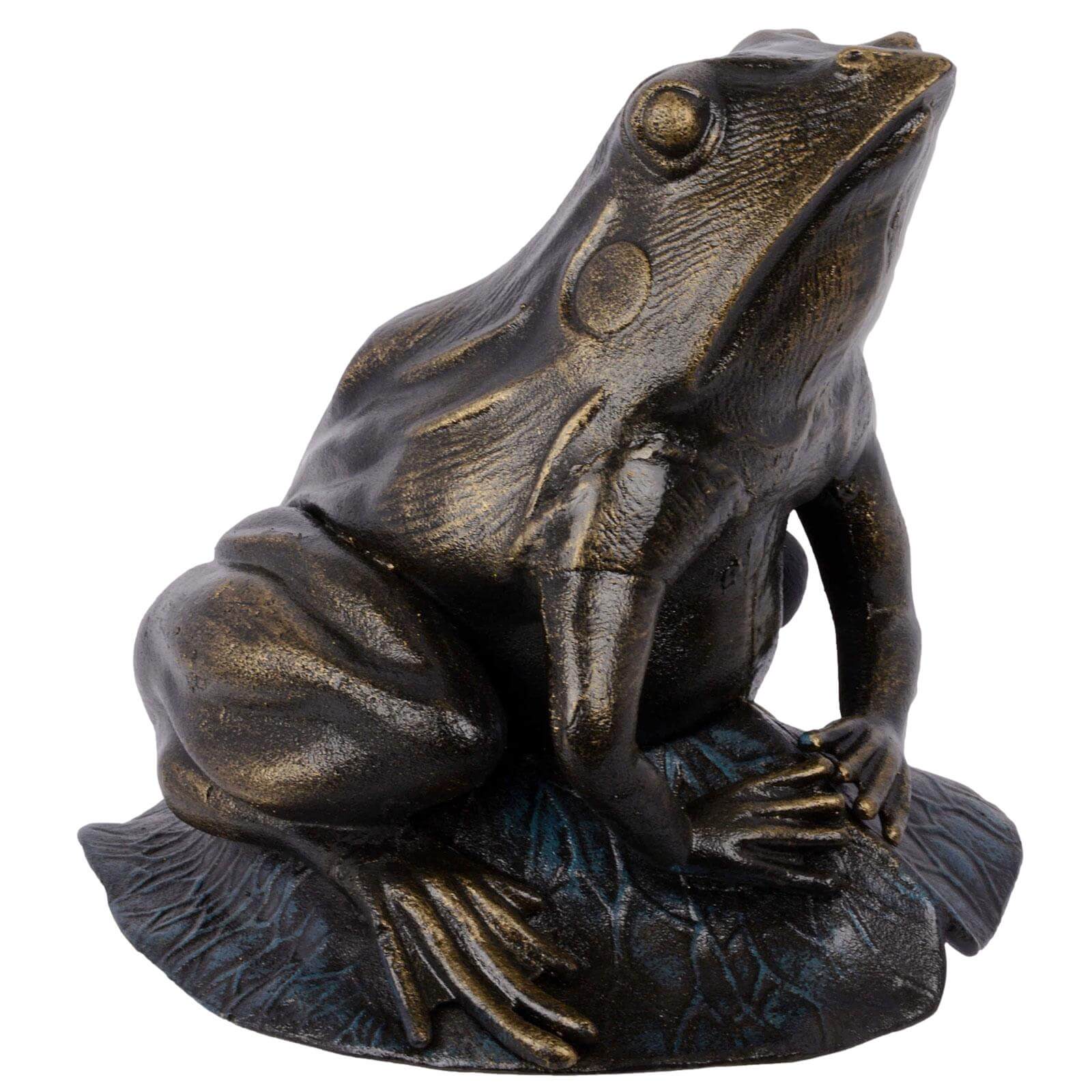 IJzeren sculptuur kikker pad figuur tuindecoratie antieke stijl 26cm