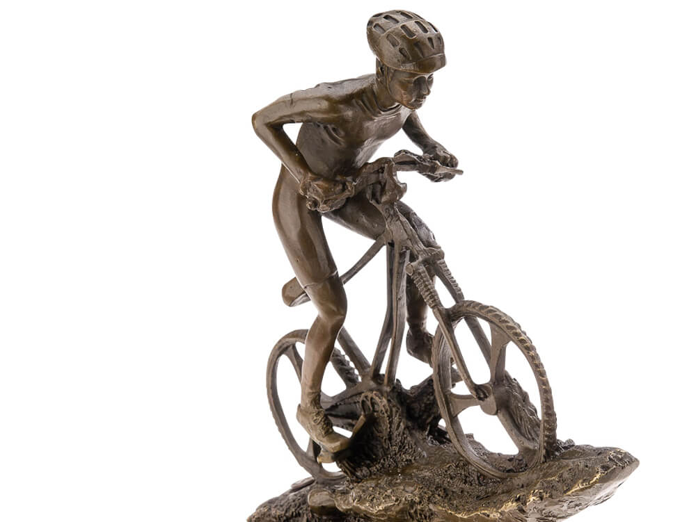 Bronzen sculptuur mountainbike 25 cm biker fietsen fiets figuur cup bronzen figuur