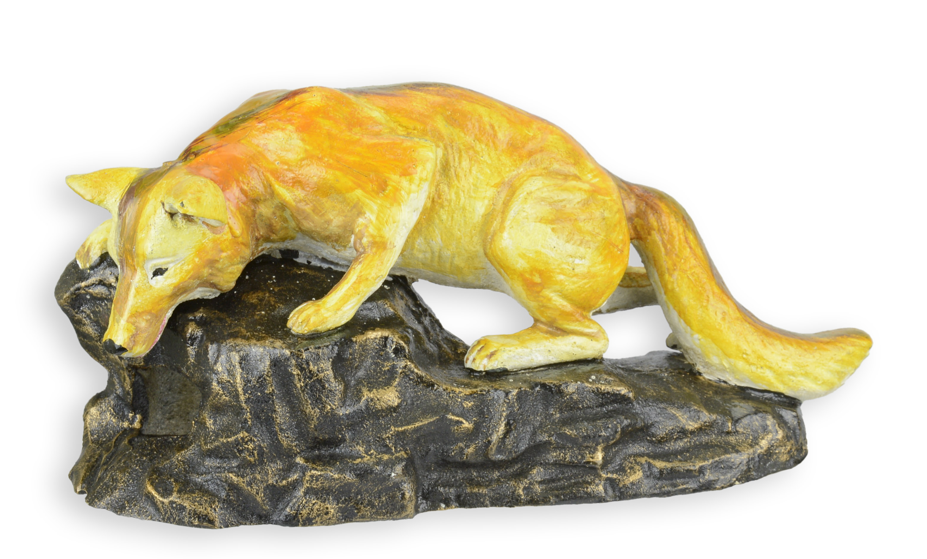 Een gietijzeren beeldje van een kruipende vos replica retro ontwerp decoratie