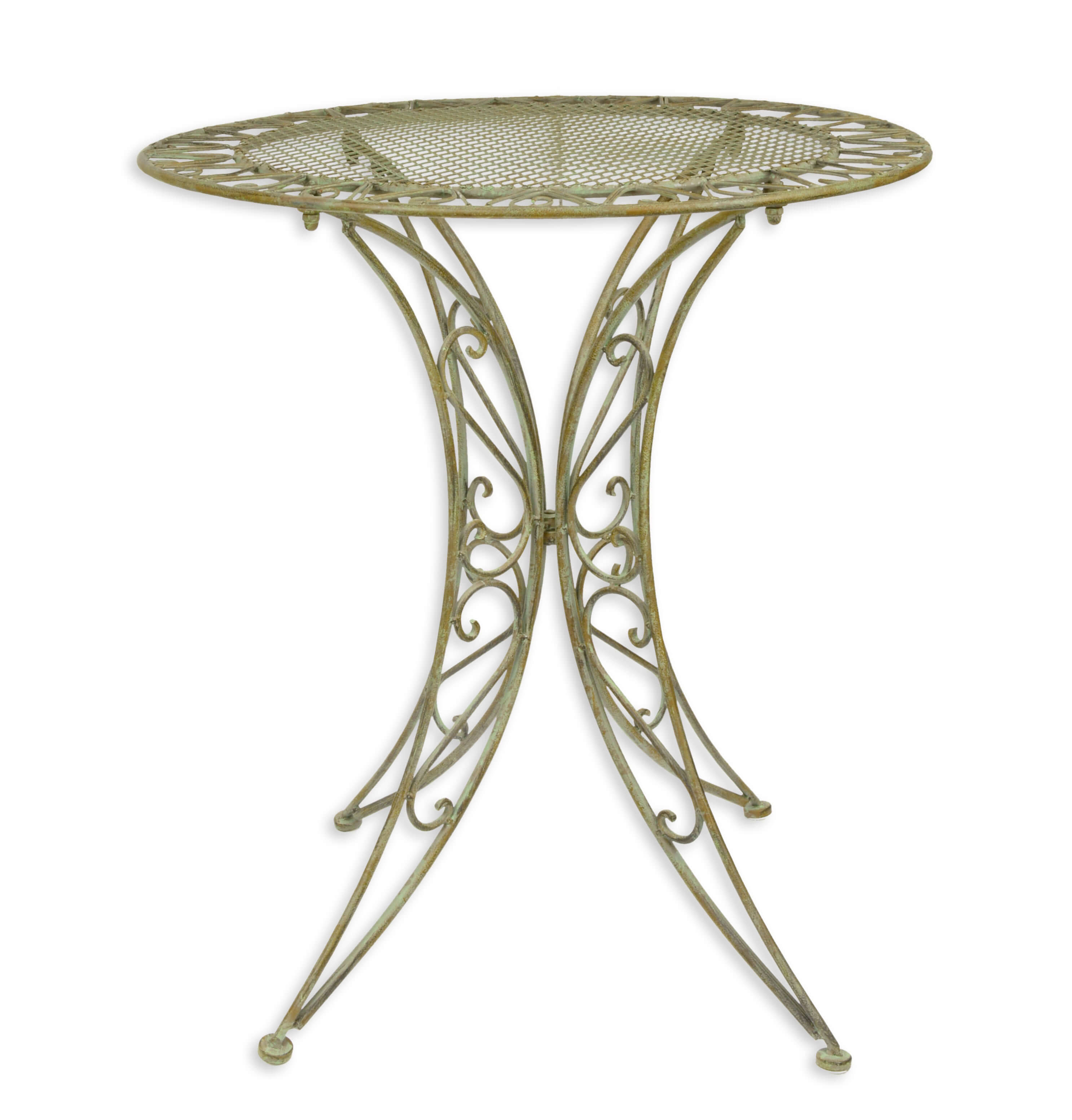 Een ronde ijzeren tafel - verweerd groen replica retro ontwerp decoratie