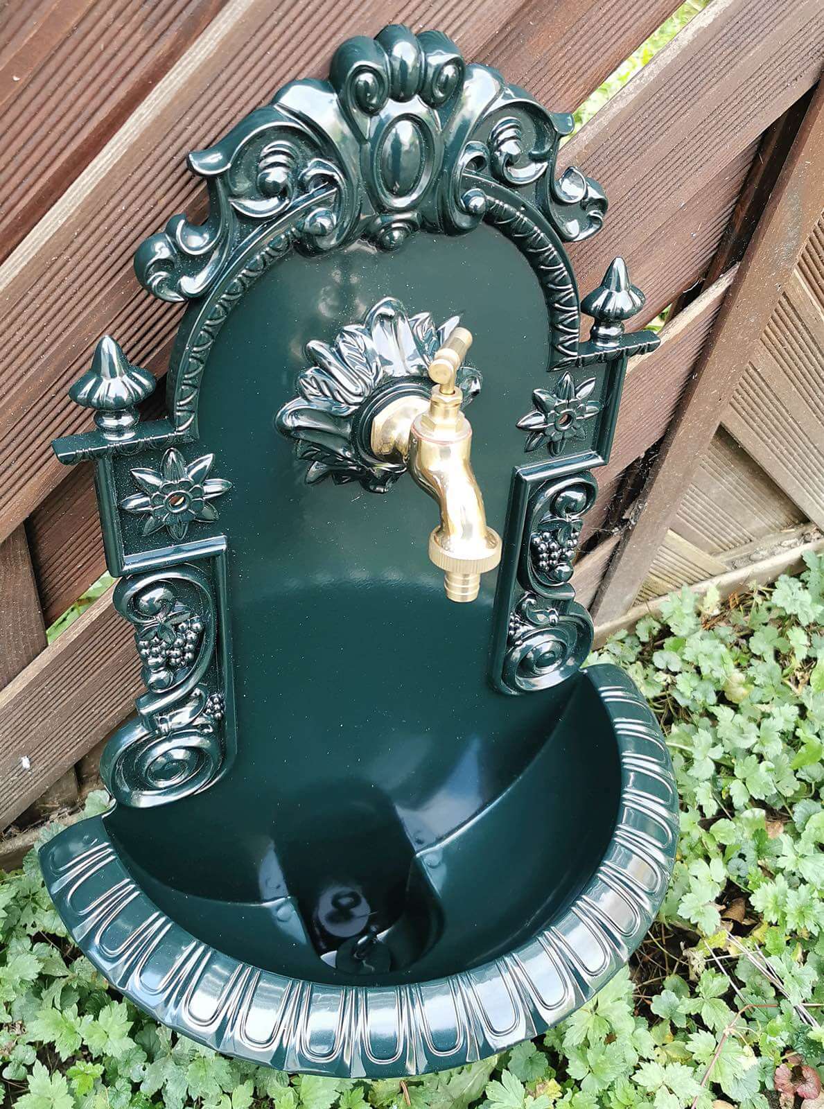 Sink Wine Wall Fountain Garden Aluminium Basin Fountain Antique Style Green