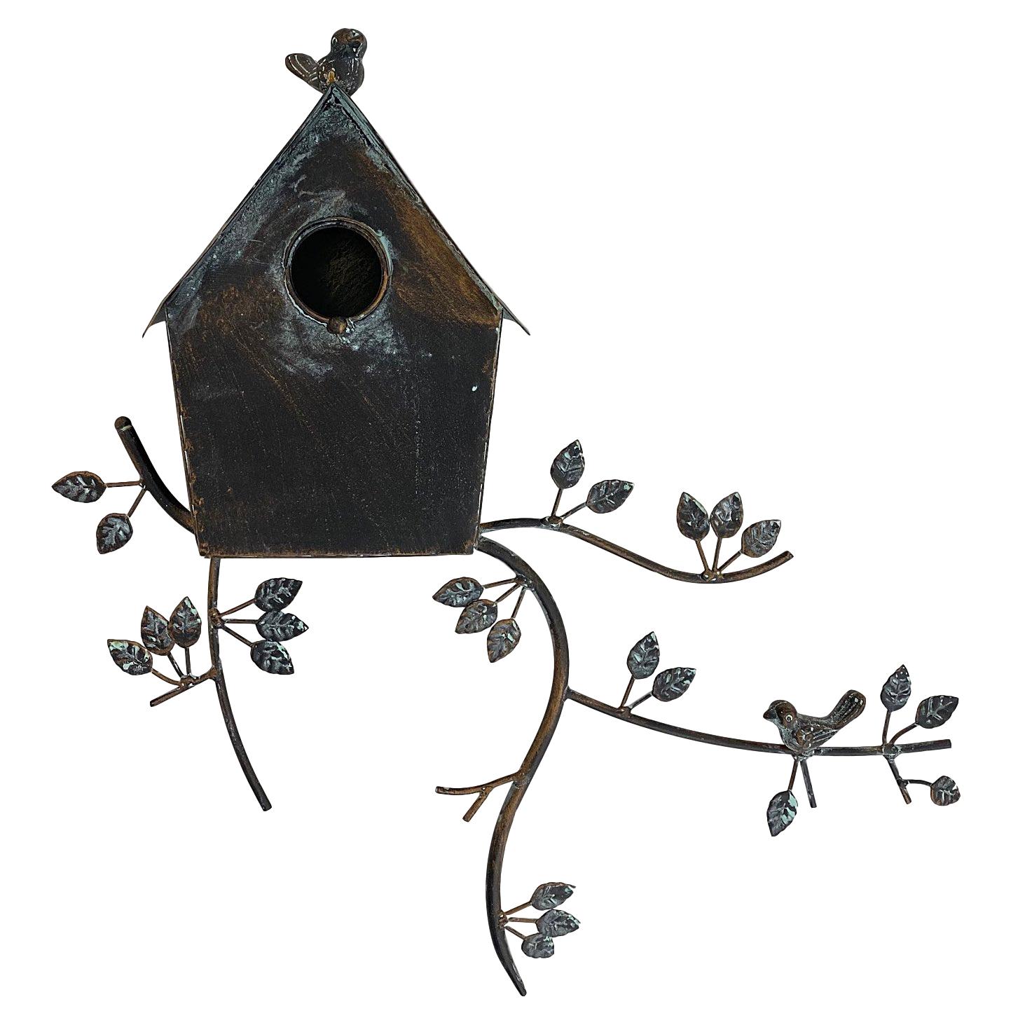 Vogelhaus Nistkasten Futterhaus Vogel Eisen Garten Antik-Stil 51cm schwarz