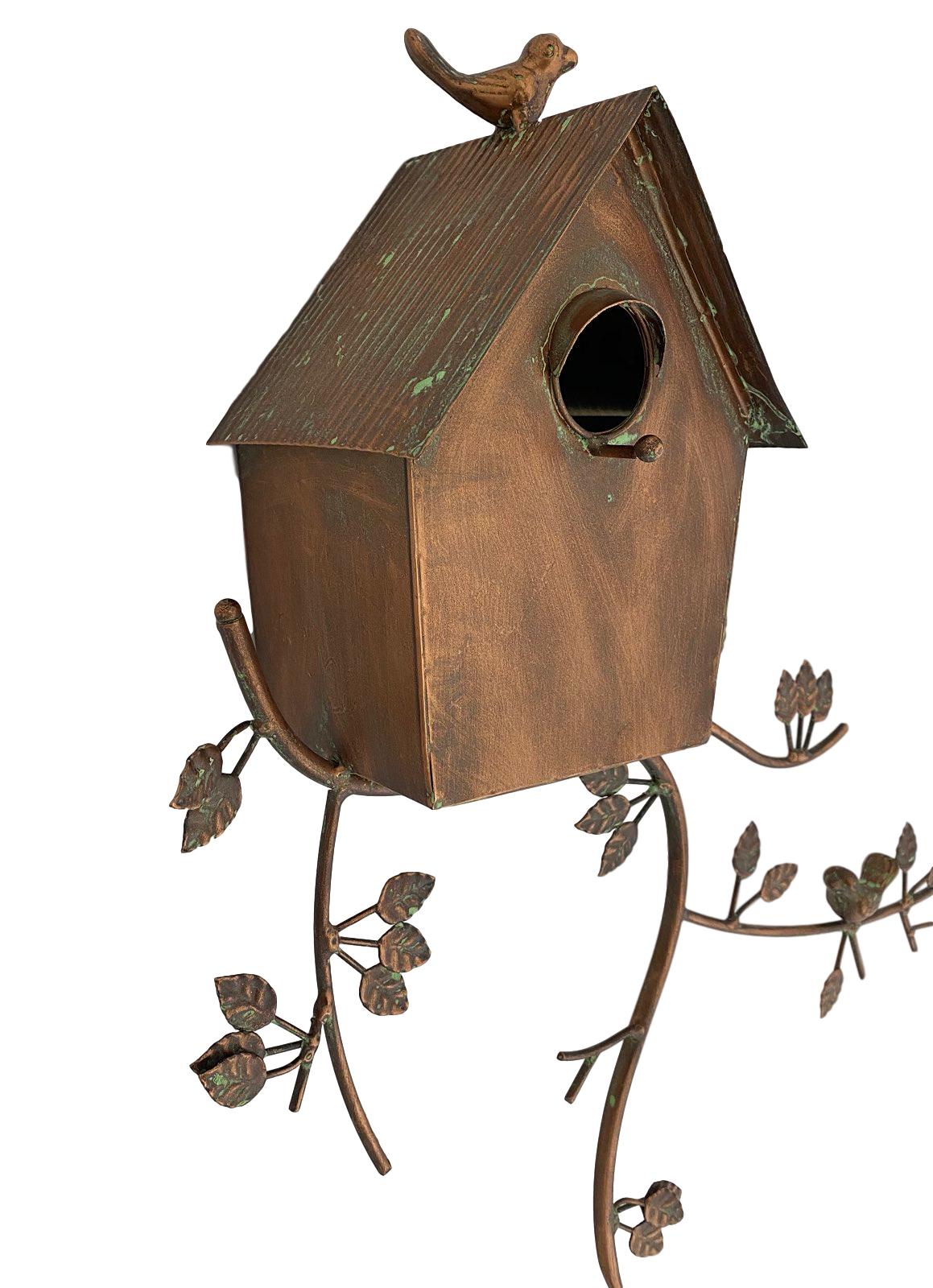 Vogelhaus Nistkasten Futterhaus Vogel Eisen Kupfer Garten Antik-Stil 51cm