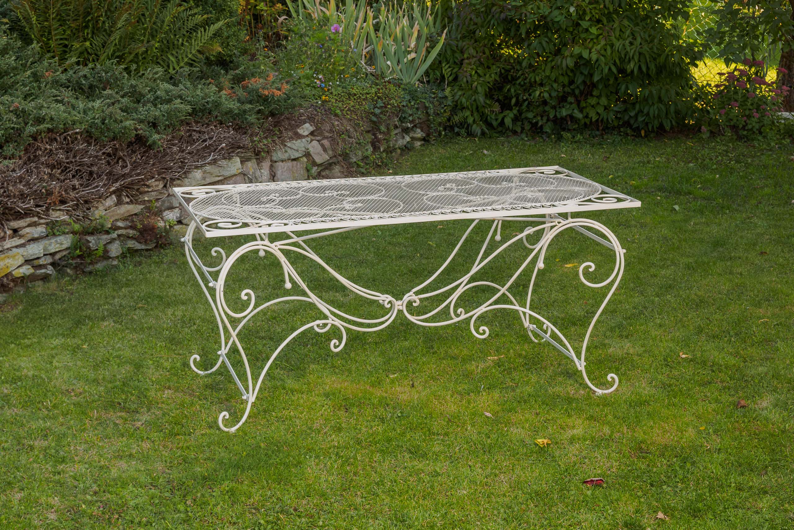 XXL Gartentisch + 4 Stühle Eisen Gartenmöbel antik Stil creme weiß furniture