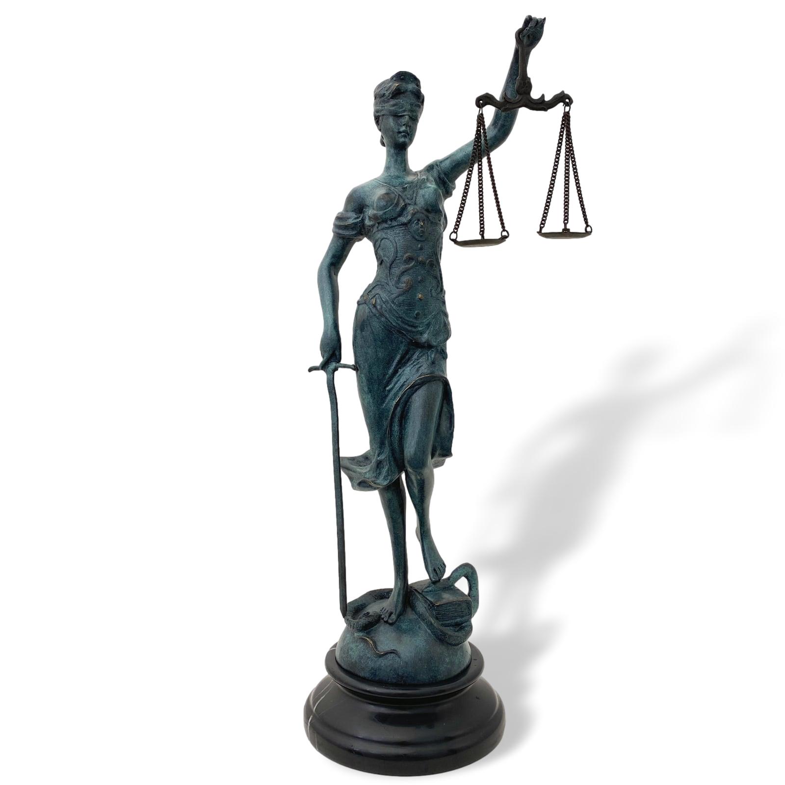 Bronzen beeld Justitia Justizia met schubben brons antiek stijl 40cm