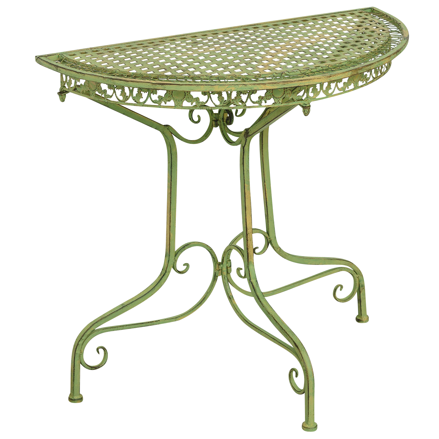 SA170200AG-8 Balkontisch Gartentisch Eisen Tisch Garten grün Antik-Stil halbrund Konsole