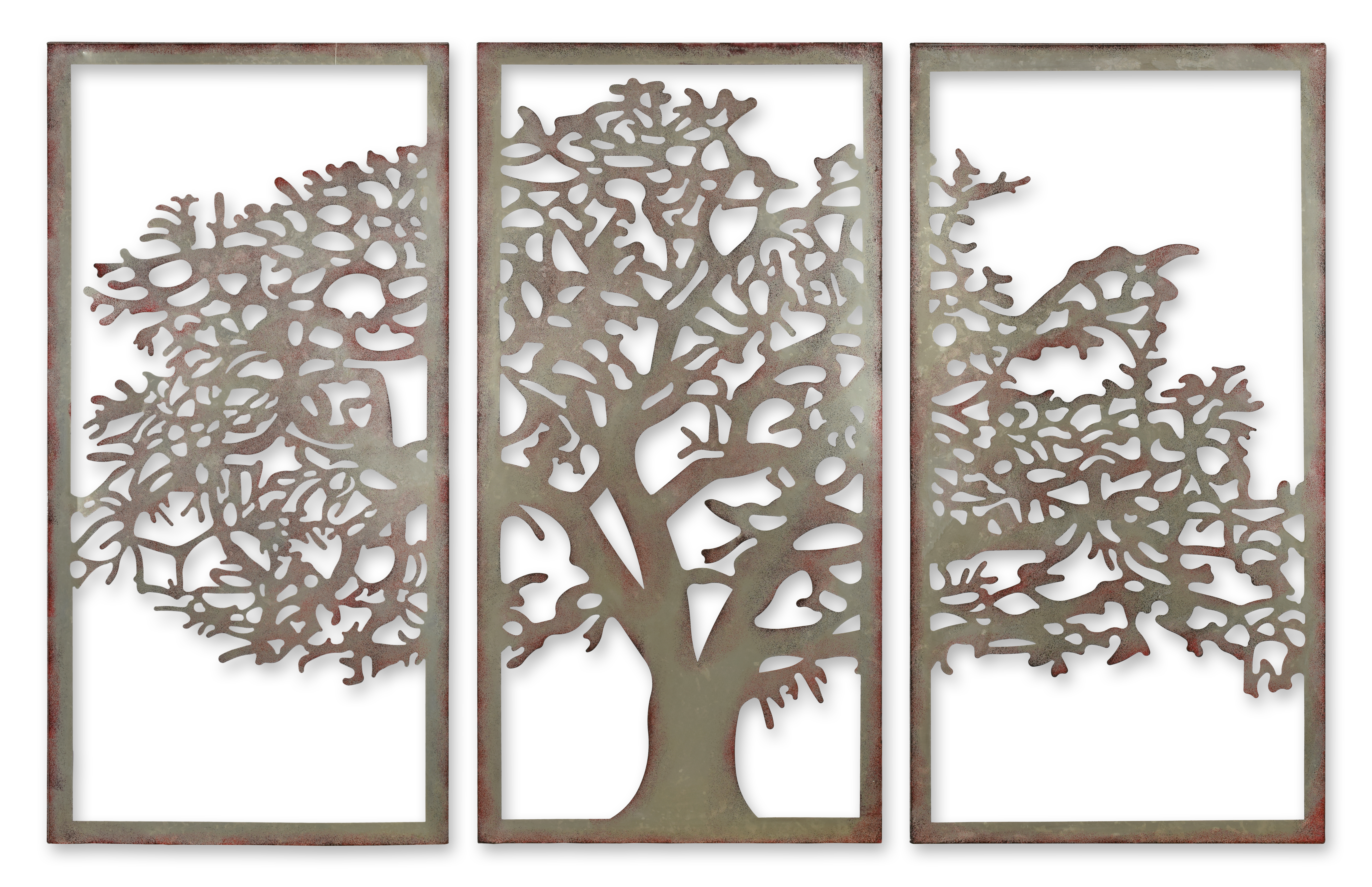 Een ijzeren boom des levens drieluik wanddecoratie replica retro ontwerp decoratie