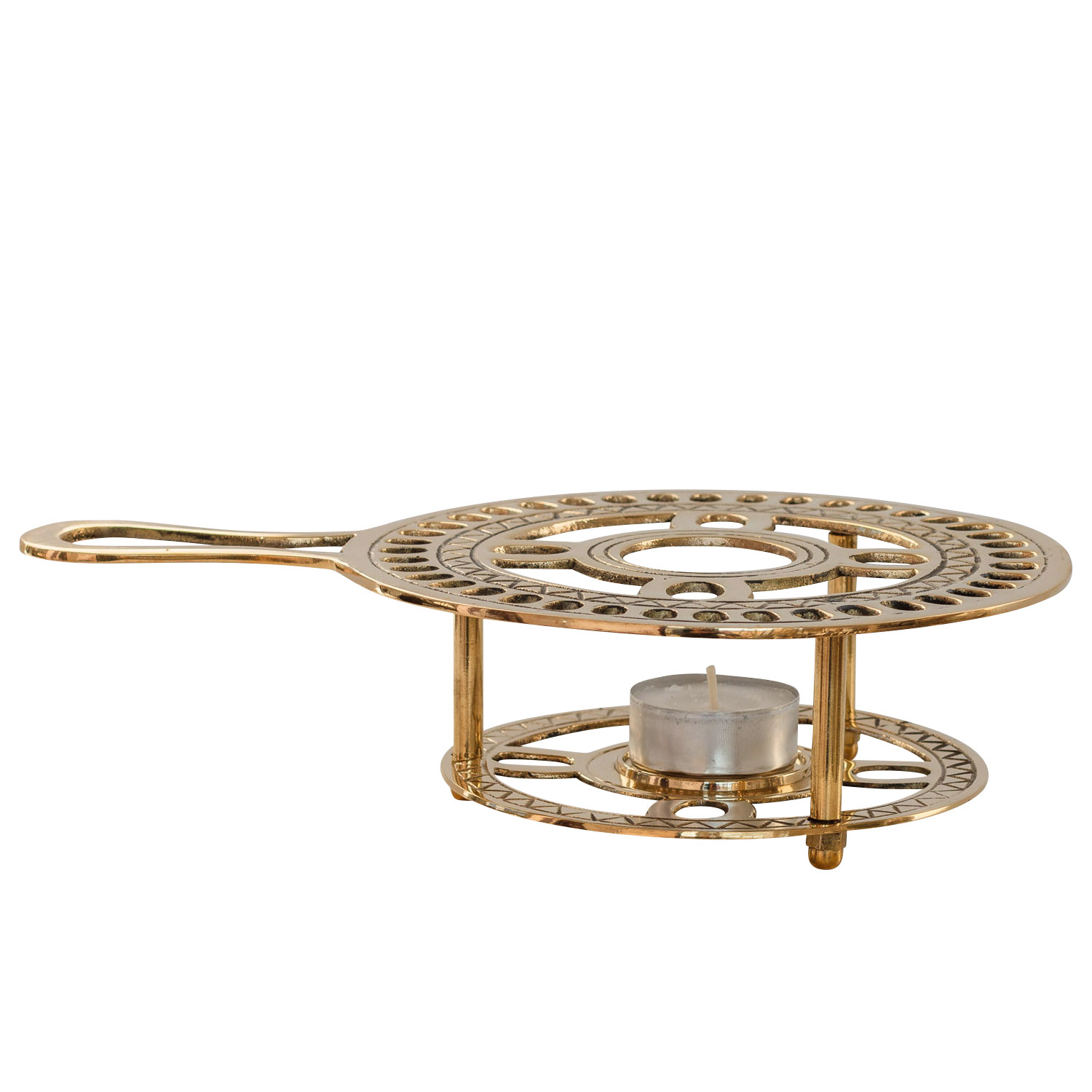 Stövchen Messing Teewärmer Kaffeewärmer Wärmer gold Antik-Stil - 24cm