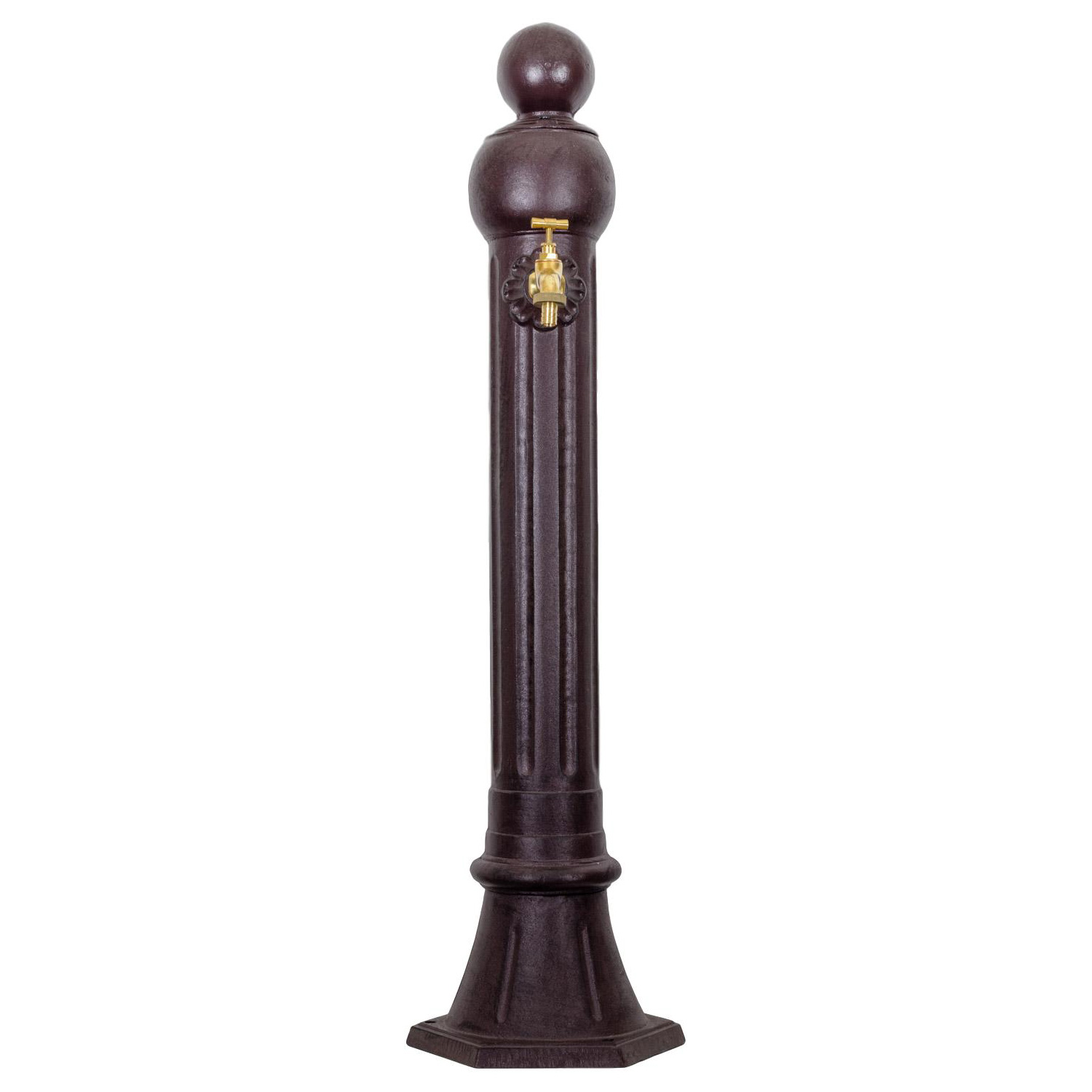 Standbrunnen 97cm Alu braun Brunnen Waschbecken Zapfsäule Antik-Stil