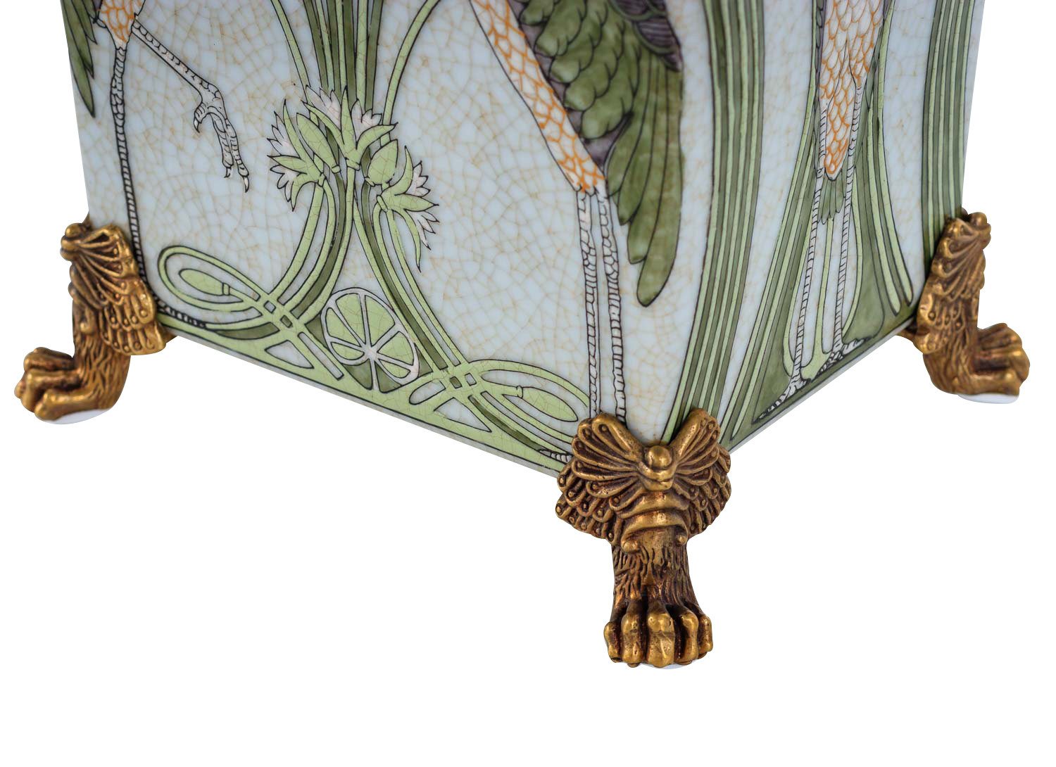 Schale Pflanzschale Vogel Porzellan Messing Antik-Stil 22cm