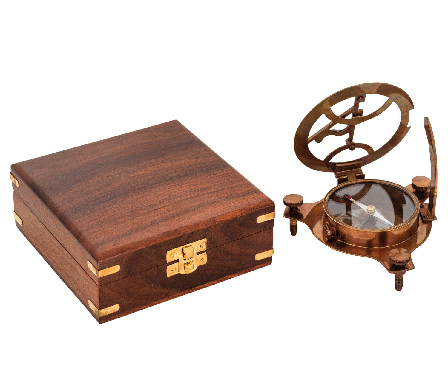 Kompass Maritim Schiff Navigation Messing Glas Antik-Stil Replik - 13cm
