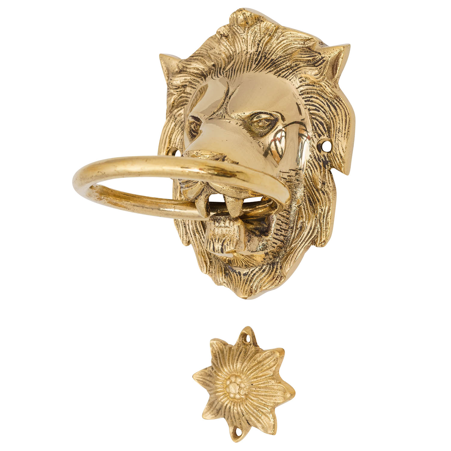 Historischer Türklopfer Löwe Türbeschlag Tür Messing im Antik-Stil 22cm