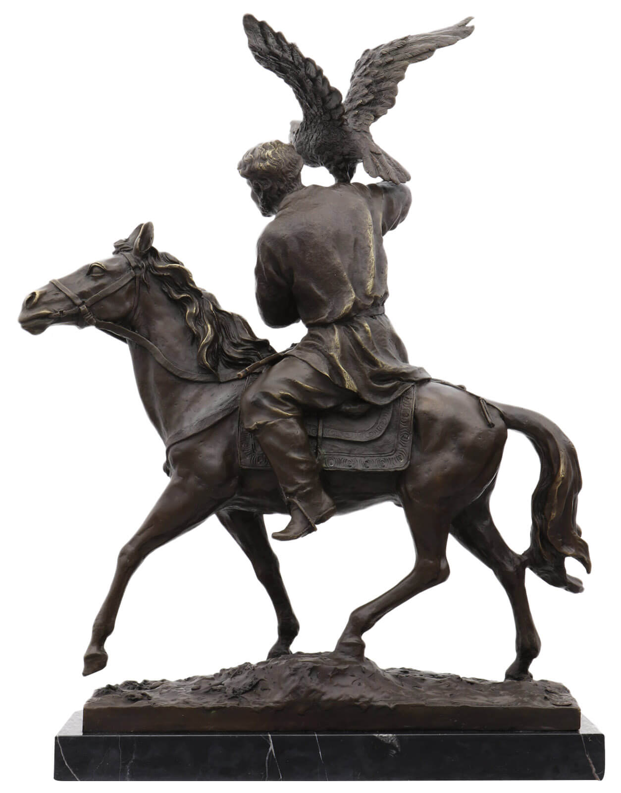 Bronzeskulptur Zar Falkner Falke Adler im Antik-Stil Bronze Figur Statue 64cm