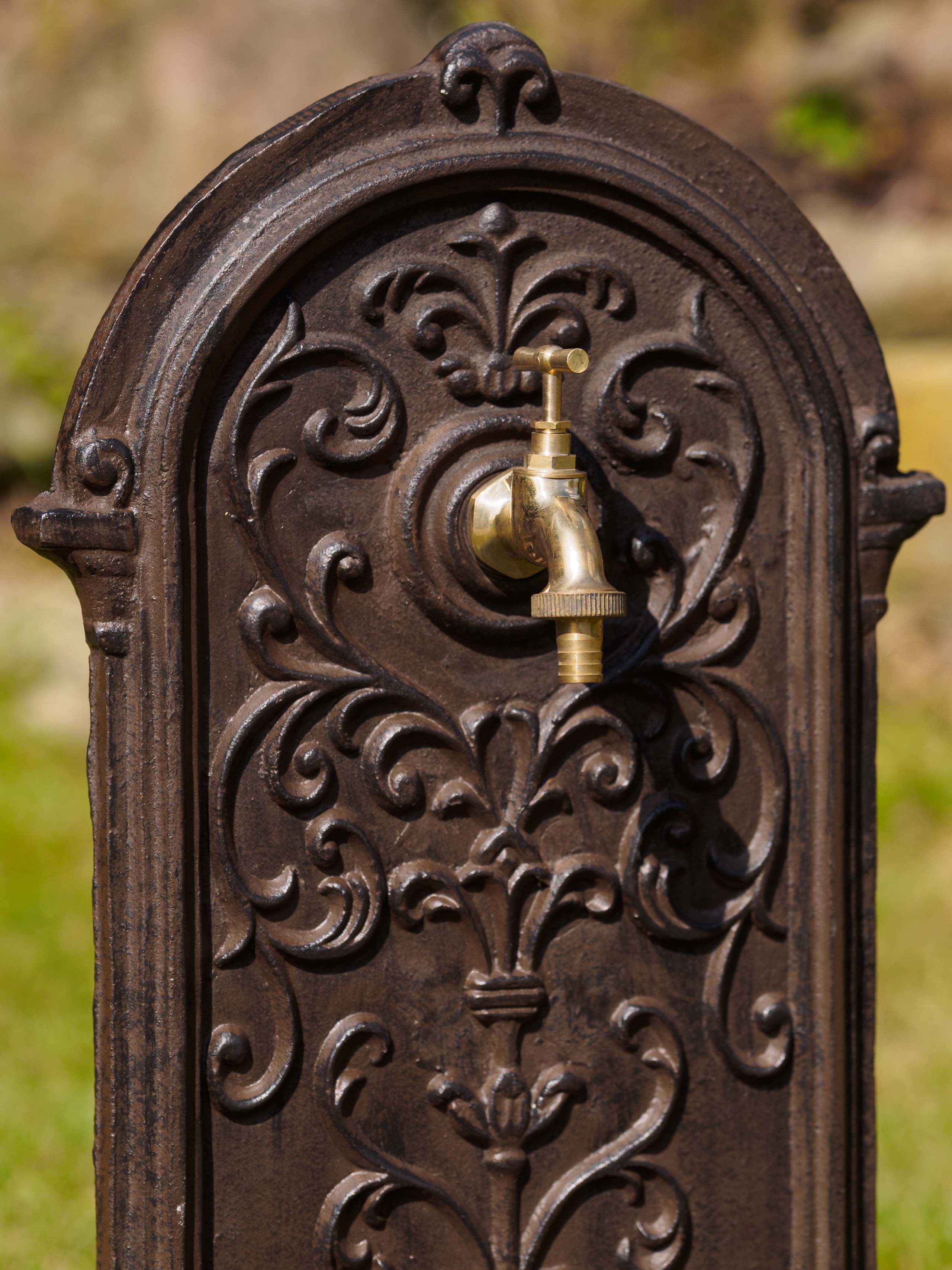 STANDBRUNNEN 64CM 11KG WASCHBECKEN BRUNNEN EISEN BRAUN WANDBRUNNEN ANTIK STIL