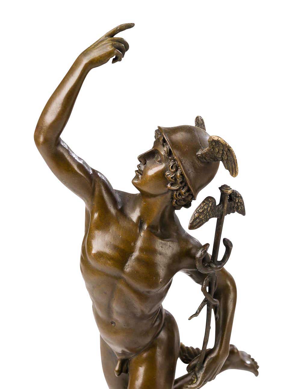 Bronzeskulptur Skulptur Hermes Merkur nach Giambologna Figur Antik-Stil Replik