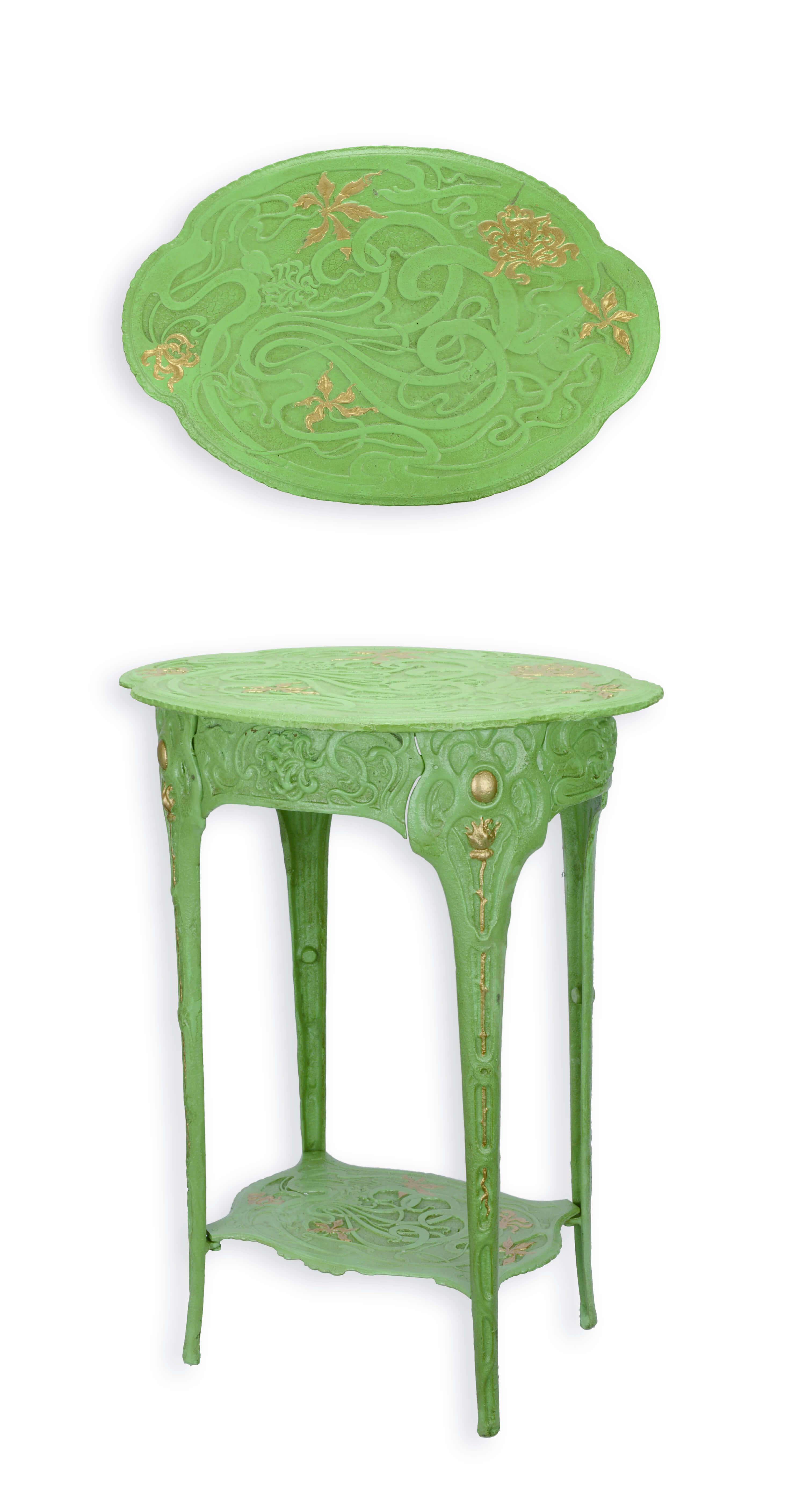 Beistelltisch, Grün, Holz, Ornament, Muster Tisch