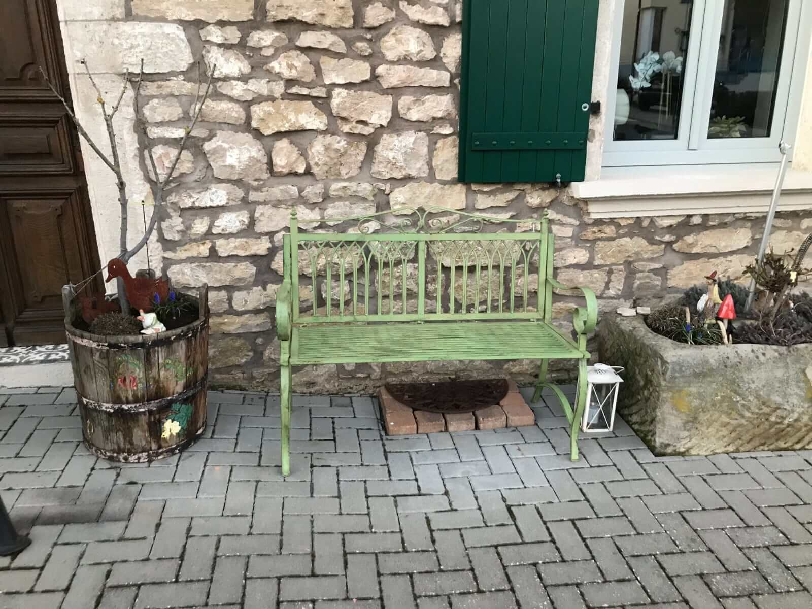 Gartenbank Bank Antik-Stil Garten Metall Eisen grün Gartenmöbel Parkbank 119cm