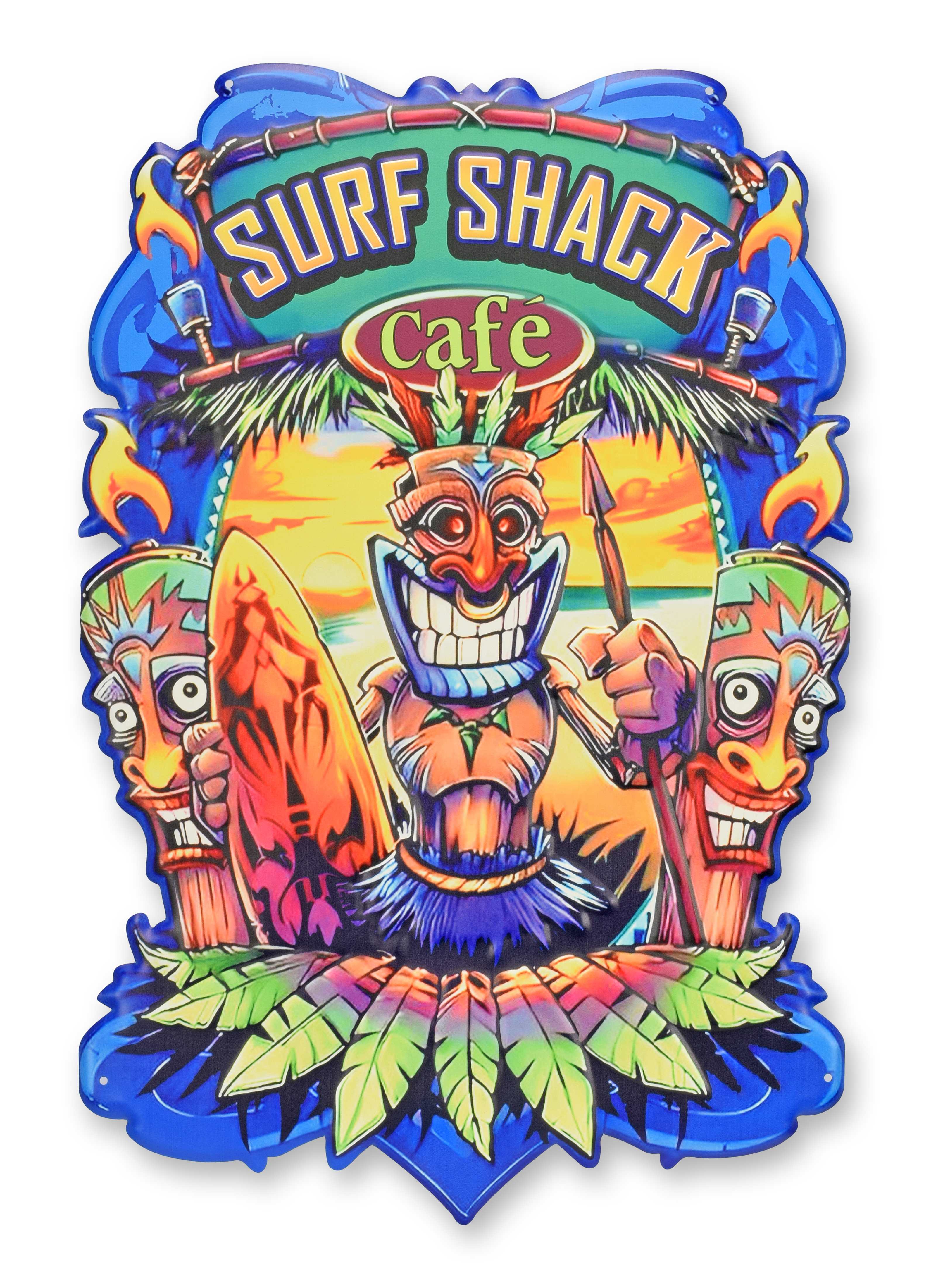 Een reliëf blikplaat - surfhut replica retro ontwerp decoratie