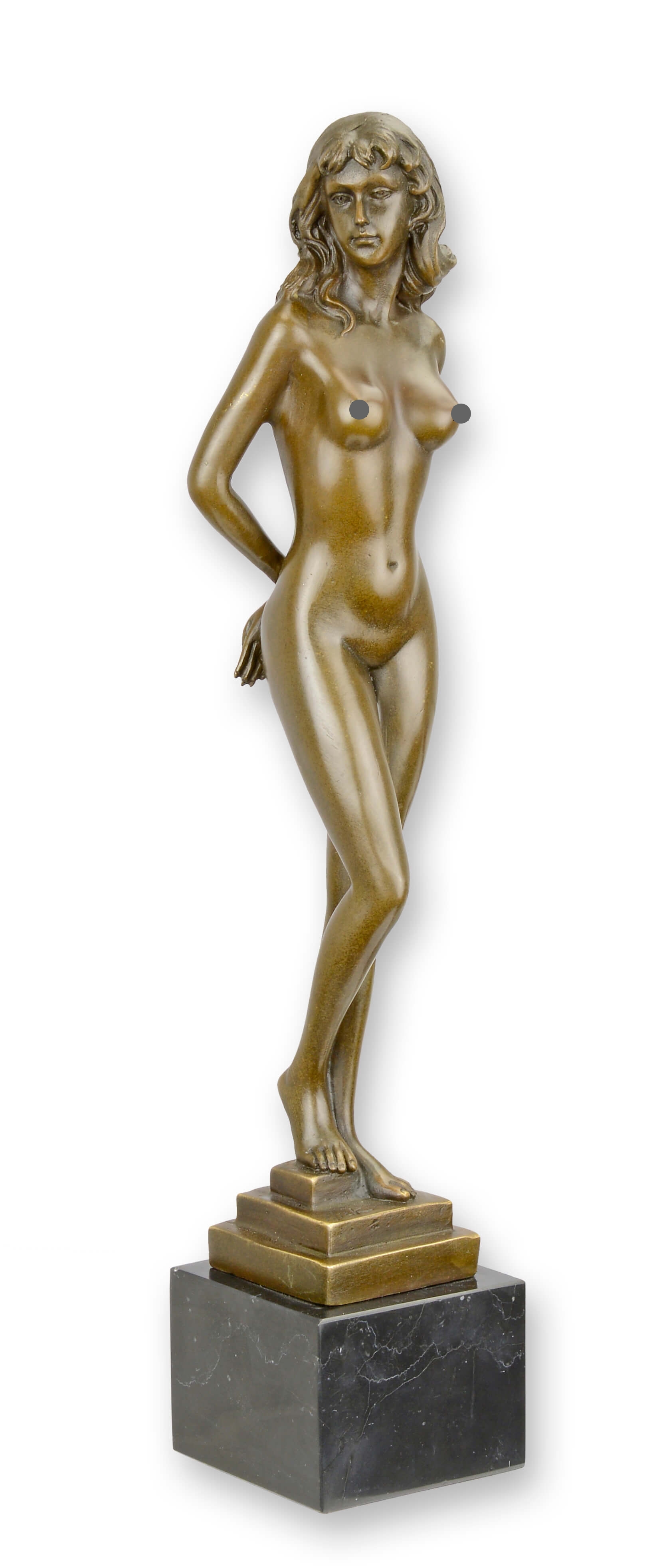 bronze statue, weibliche figur, nackte statue, kunstskulptur,  pedestal basis