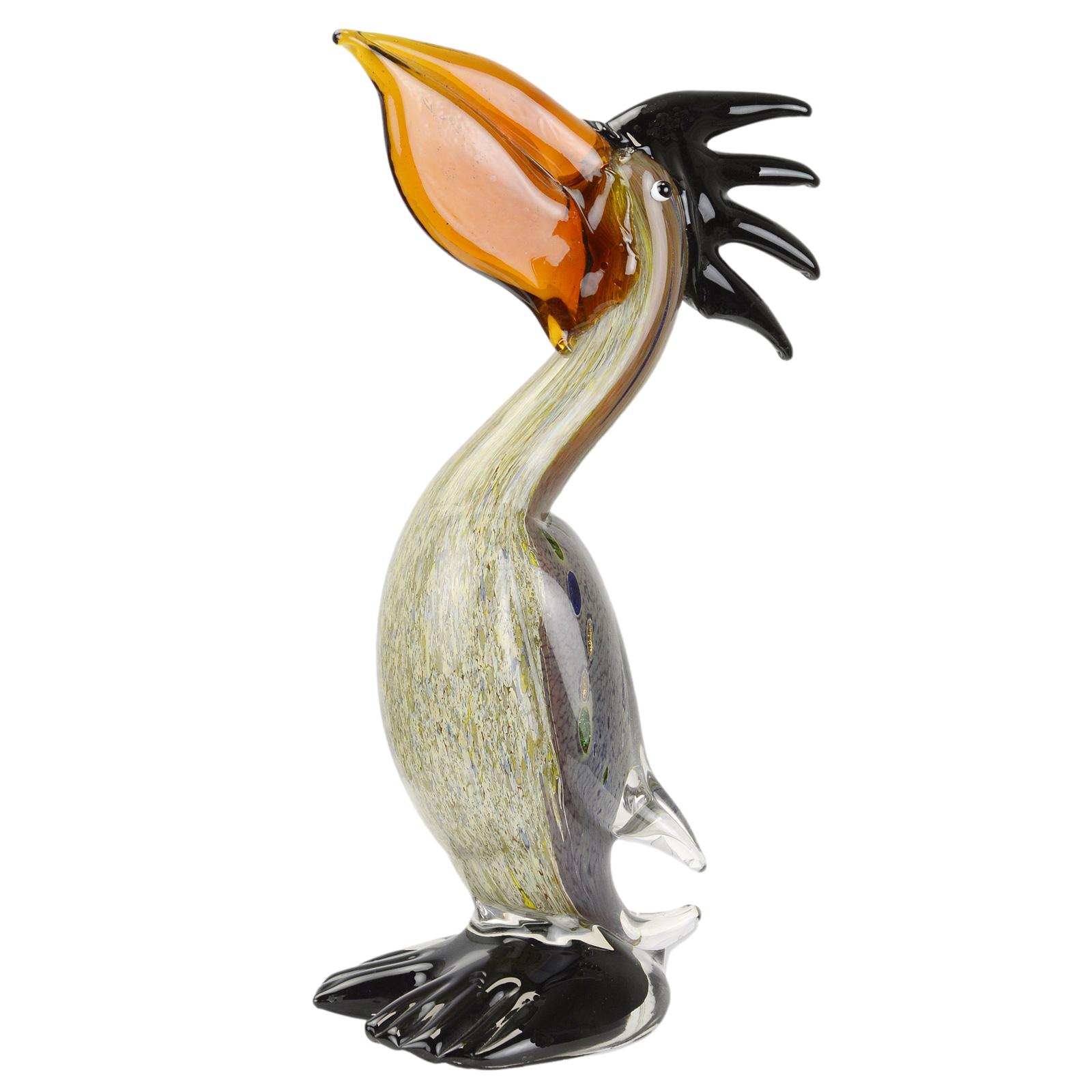 Glazen figuur sculptuur glazen sculptuur pelikaan Murano antieke stijl 30cm