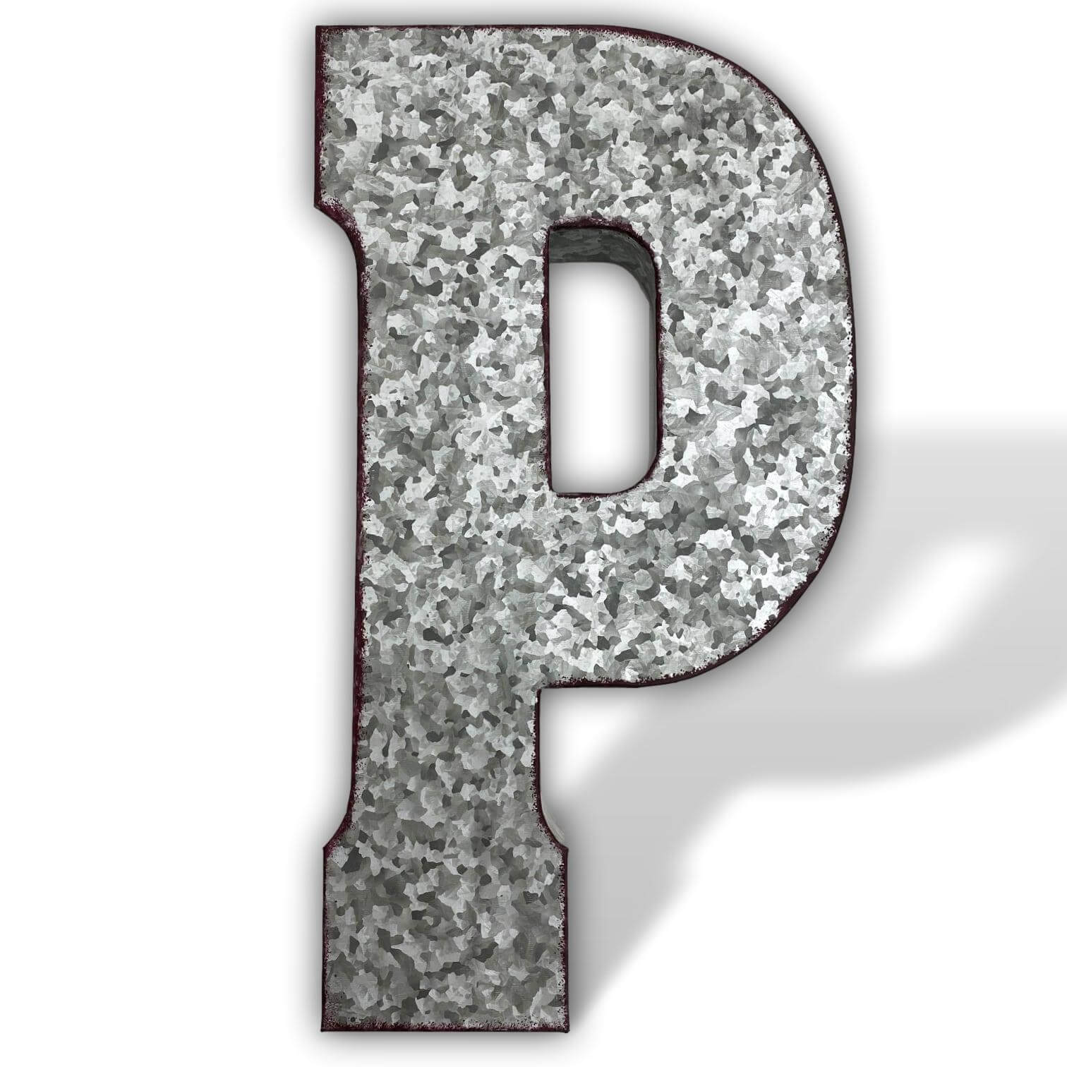 XXL Buchstabe p Zink Metall 52cm Dekoration Garten 3D