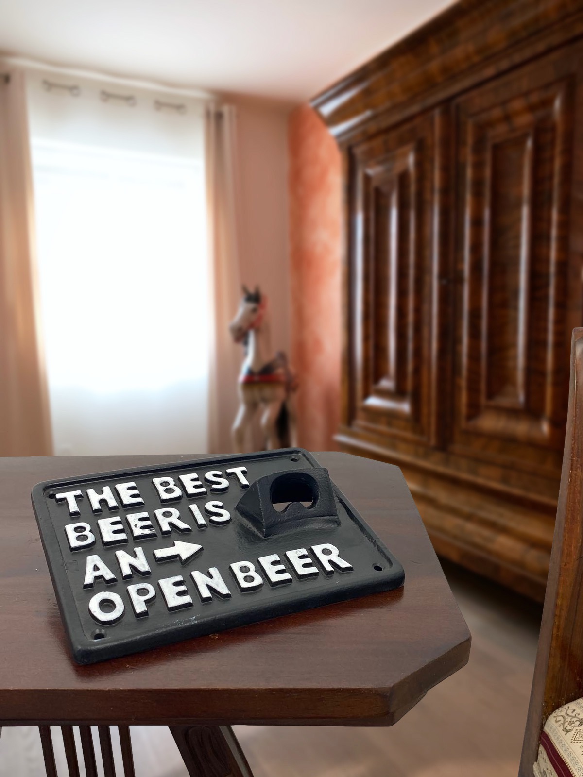 Schild Türschild THE BEST BEER IS AN OPEN BEER Bier Eisen 20cm Antik-Stil