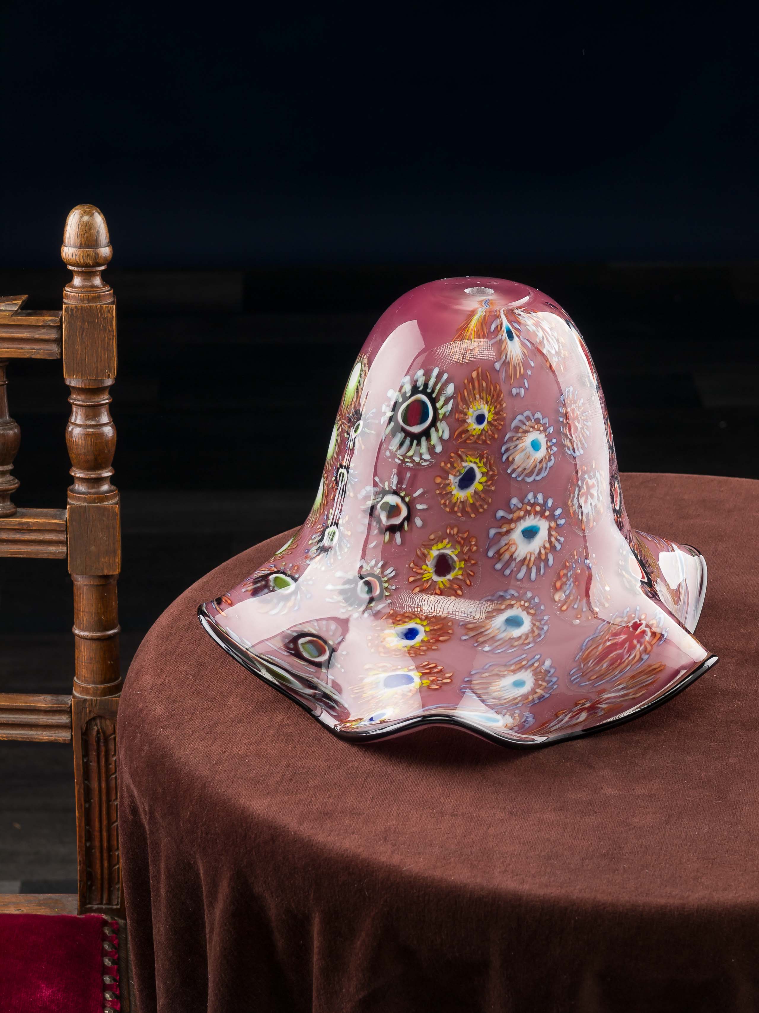 Lampenschirm Tischlampe Lampe Glas Glasschirm Murano Stil glass lampshade lila