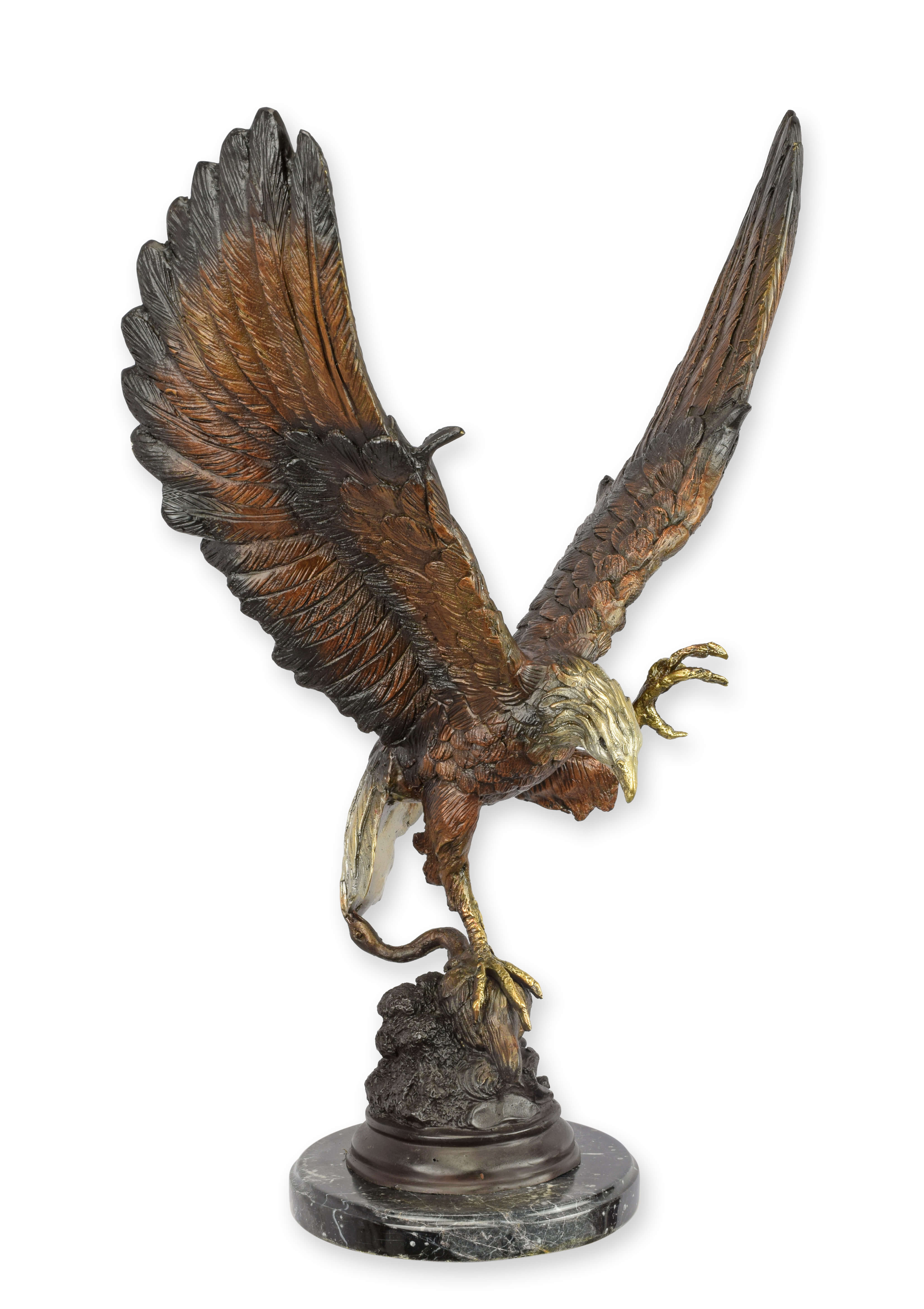 Adlerstatue, Eagle statue, Bronzefarbe, Metallfigur, Standfuß Stein