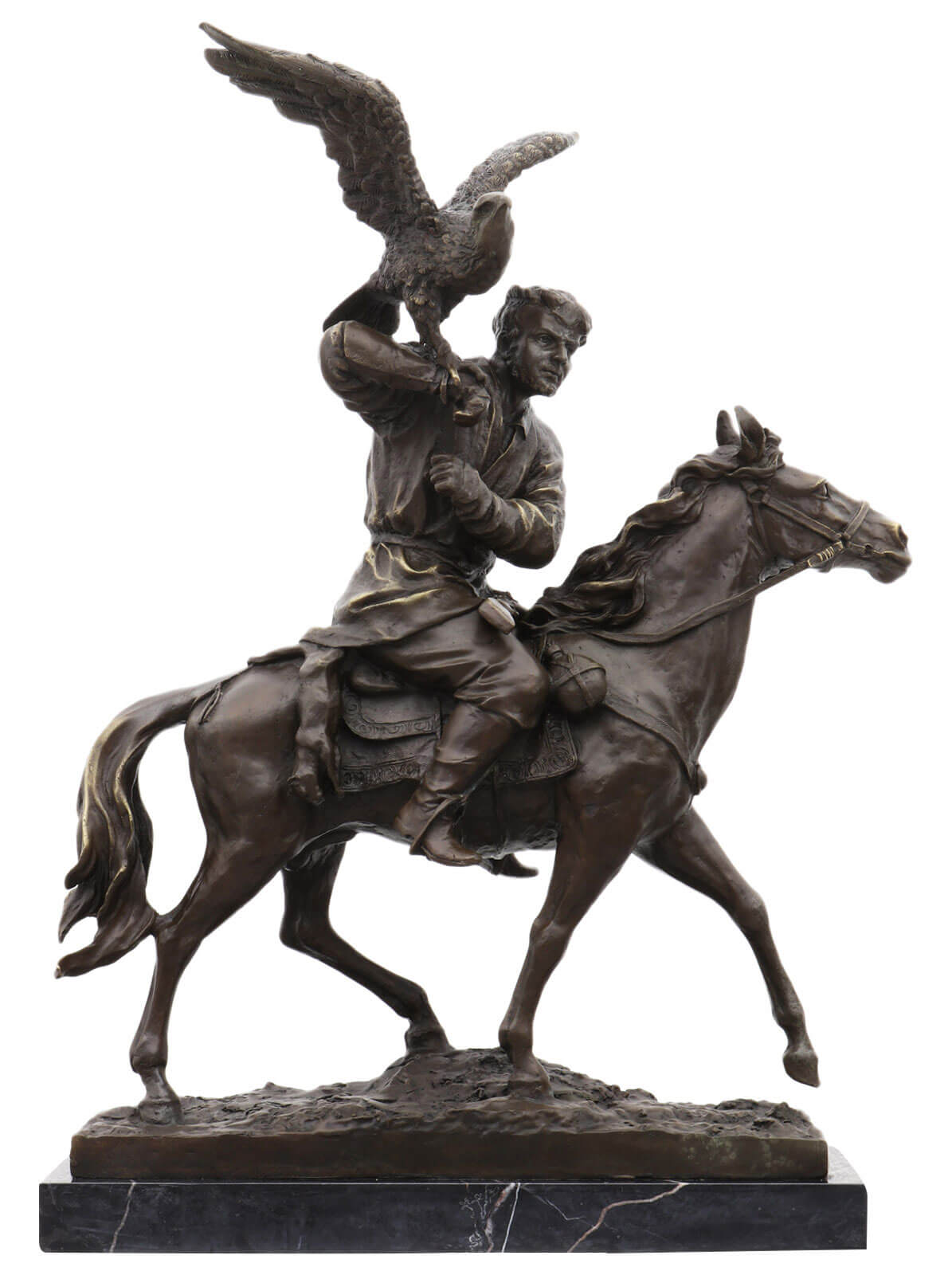 Bronzeskulptur Zar Falkner Falke Adler im Antik-Stil Bronze Figur Statue 64cm