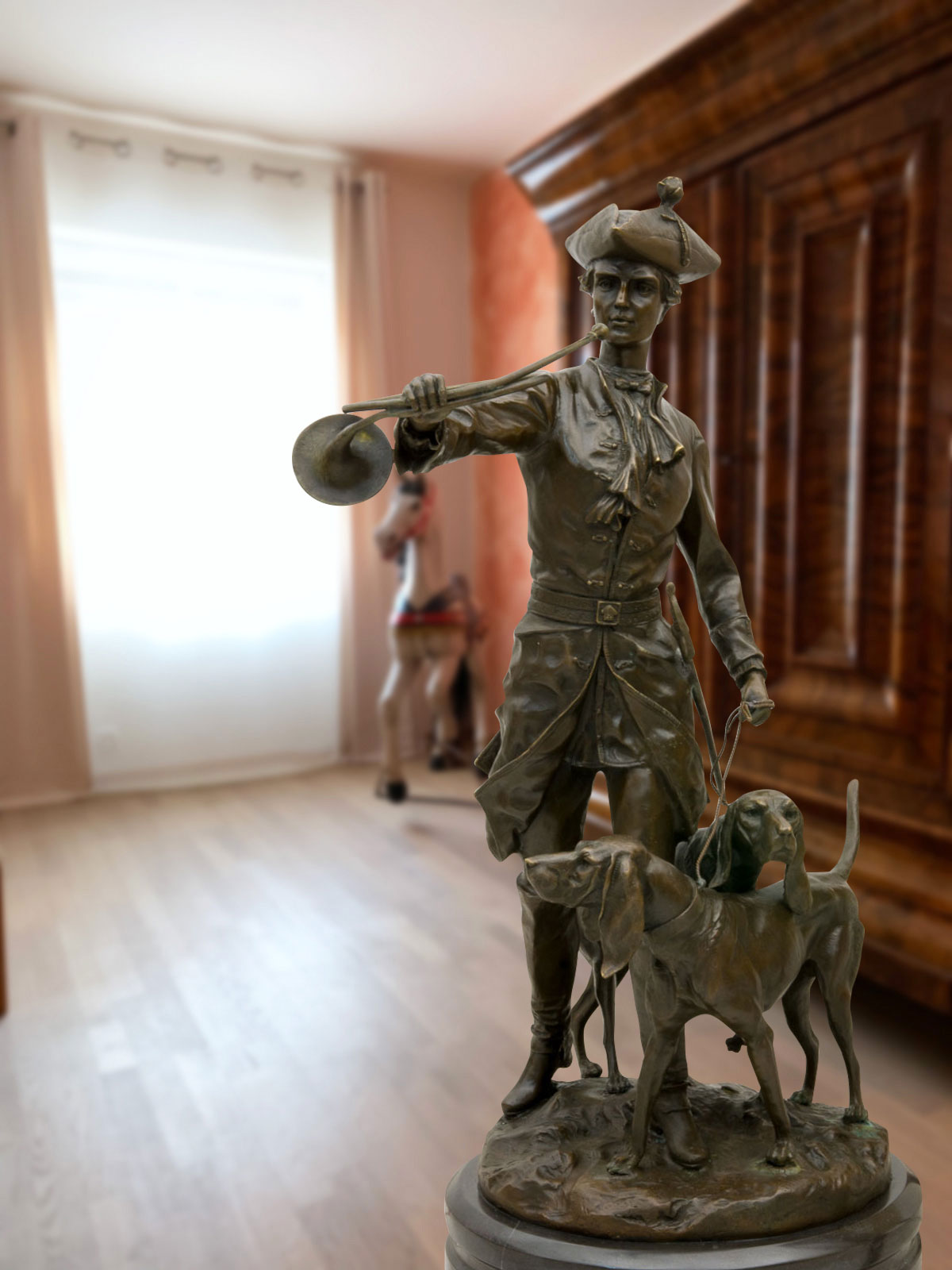 Bronzeskulptur Louis XV Hund im Antik-Stil Bronze Figur Statue 72cm