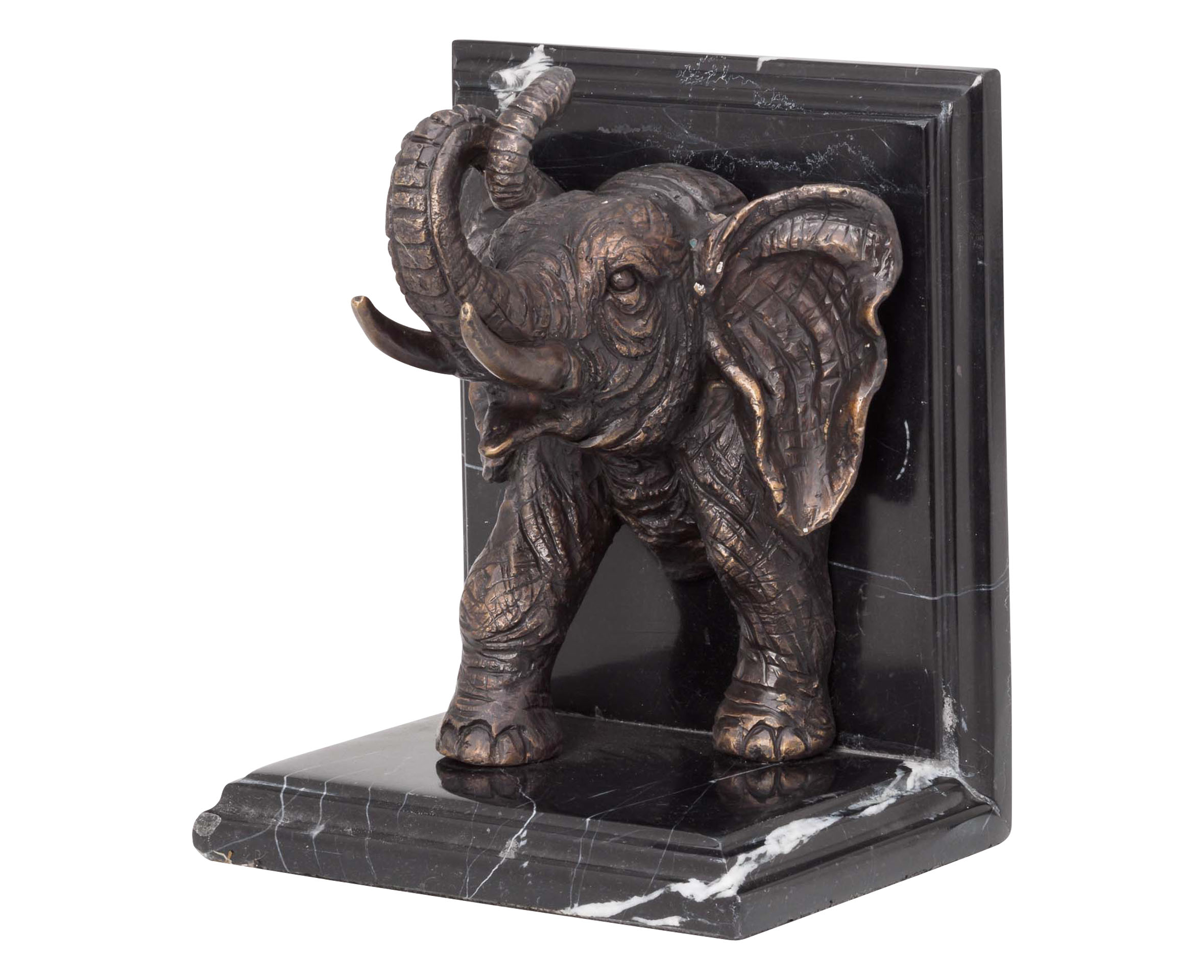 2 Buchstützen Bronze Skulptur Figur Elefant Bronzefigur Buch bookend bronze
