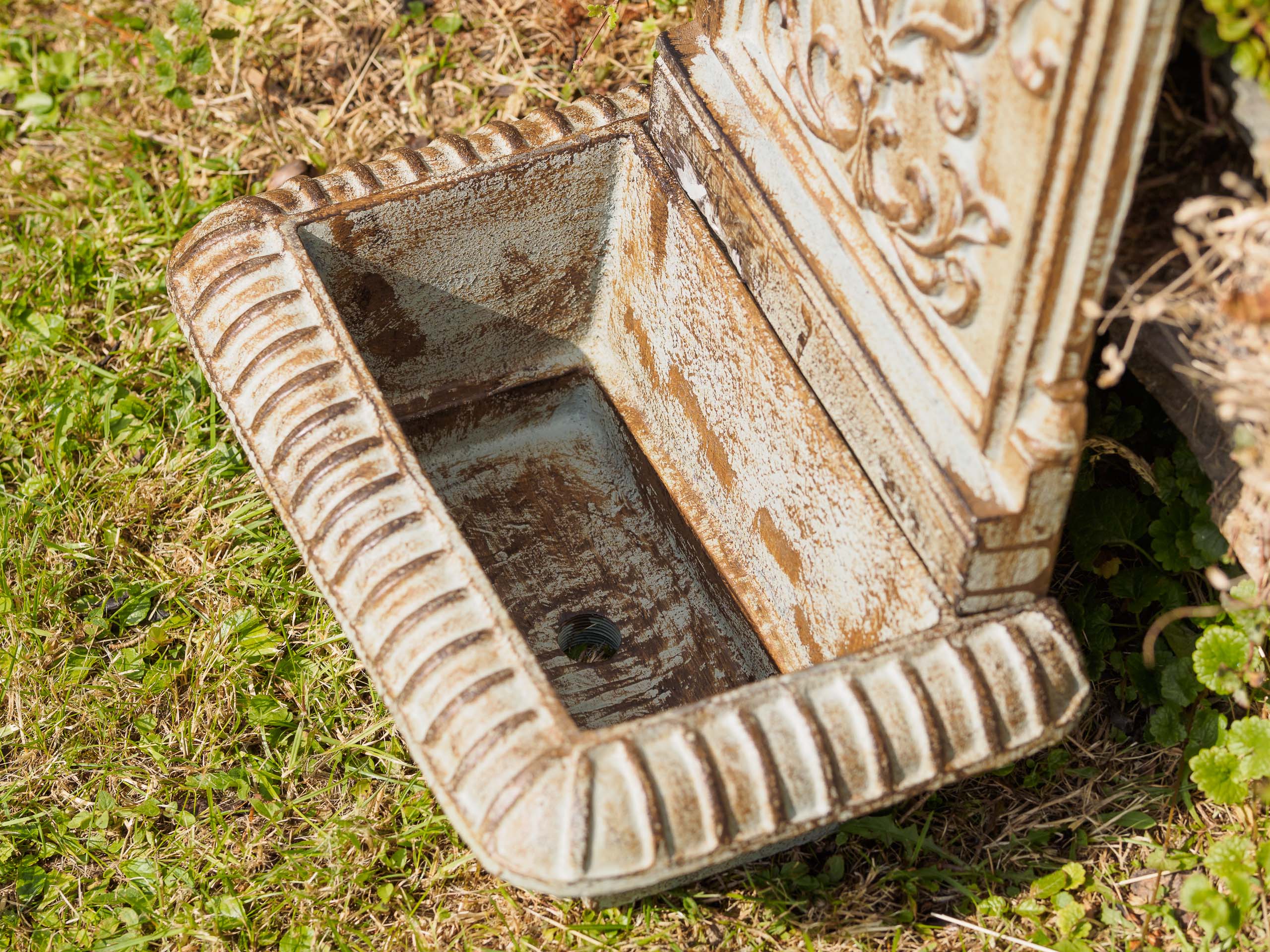 BRUNNEN 66CM 16KG WASCHBECKEN BRUNNEN EISEN GRÜN WANDBRUNNEN ANTIK STIL