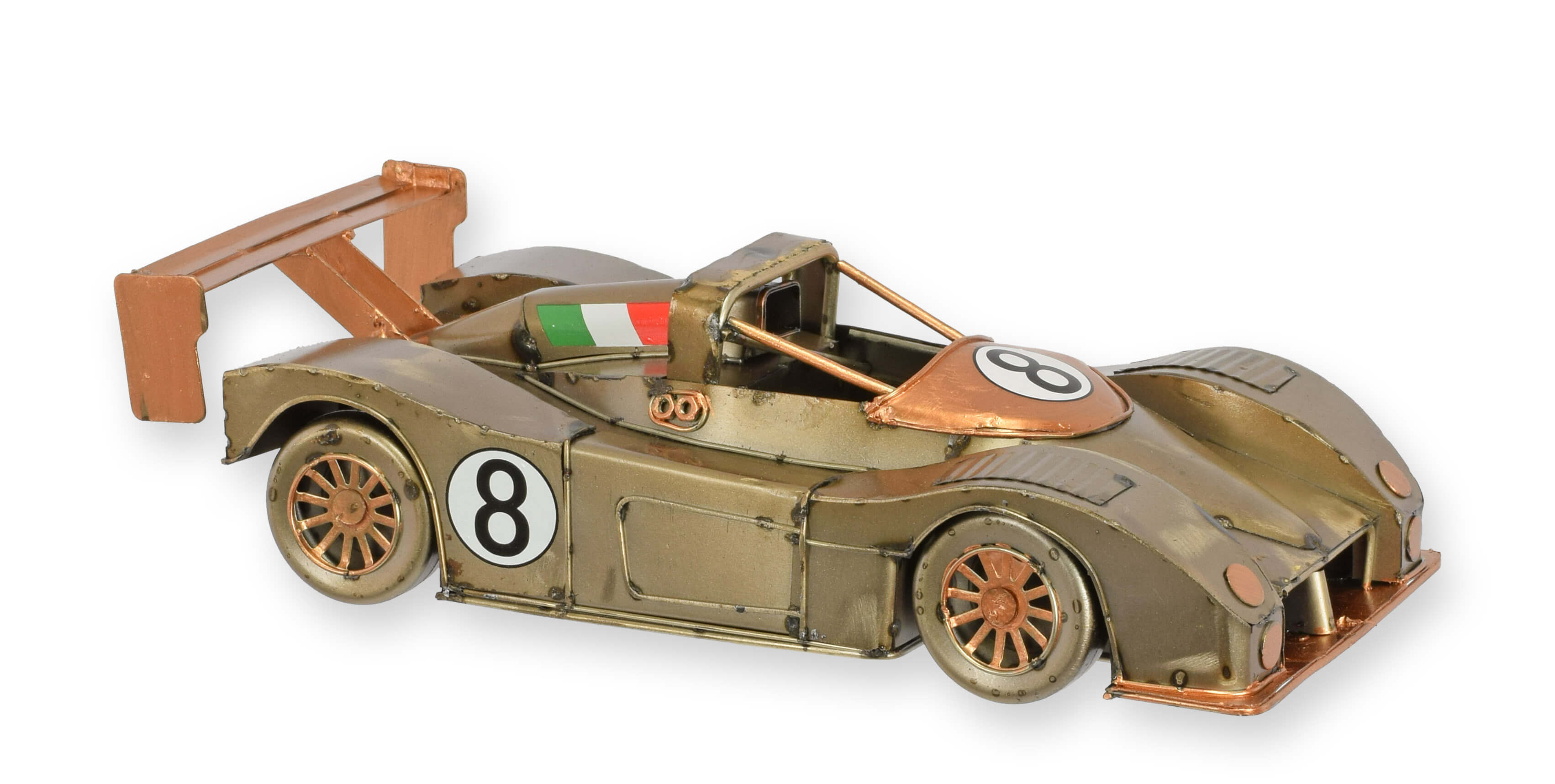 Modellauto, Rennwagen, Metallspielzeug, Kupferfarbene Akzente, Nummer 8