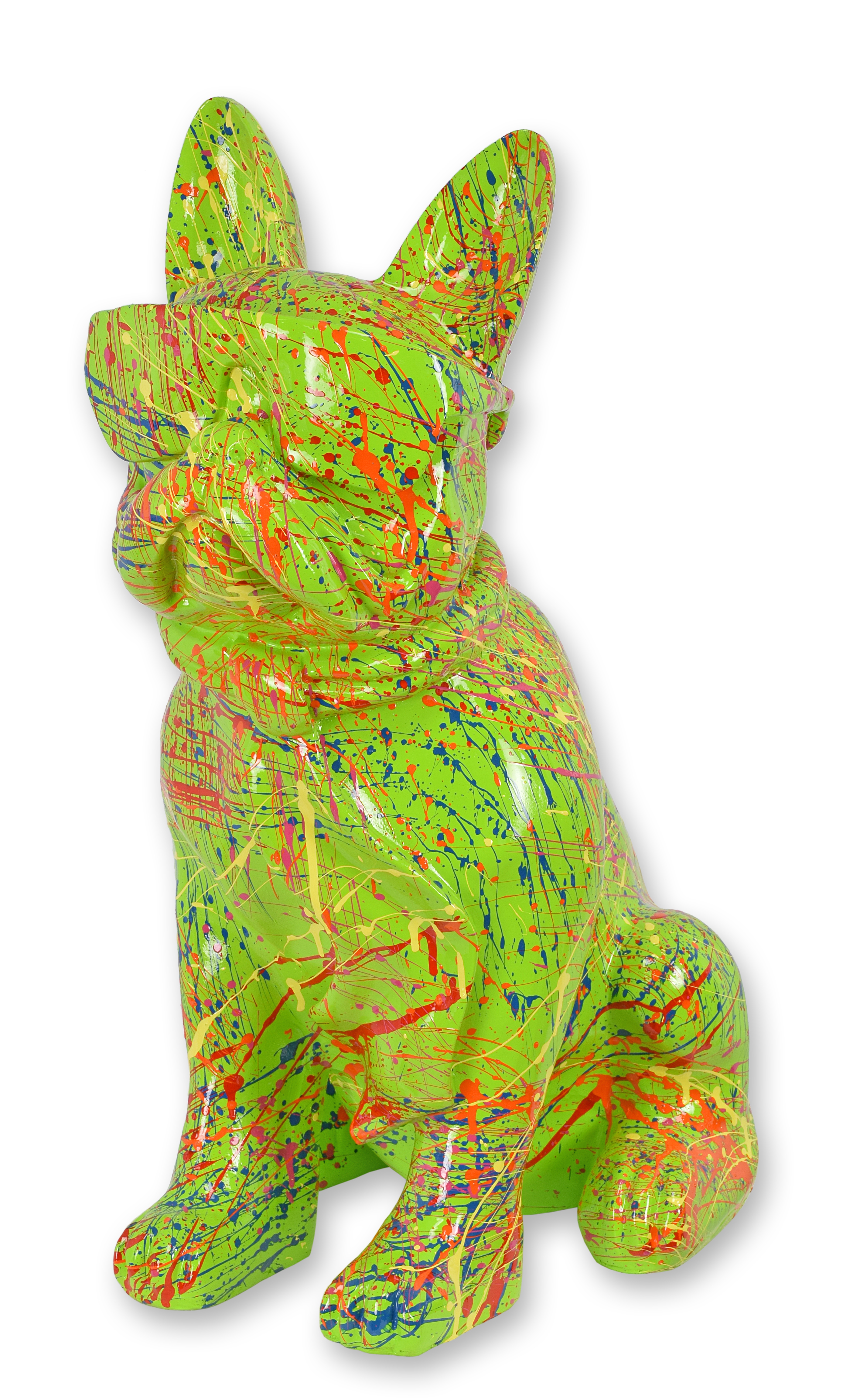 Een harsen bulldog met zonnebril en stropdas - groene spat replica retro ontwerp decoratie