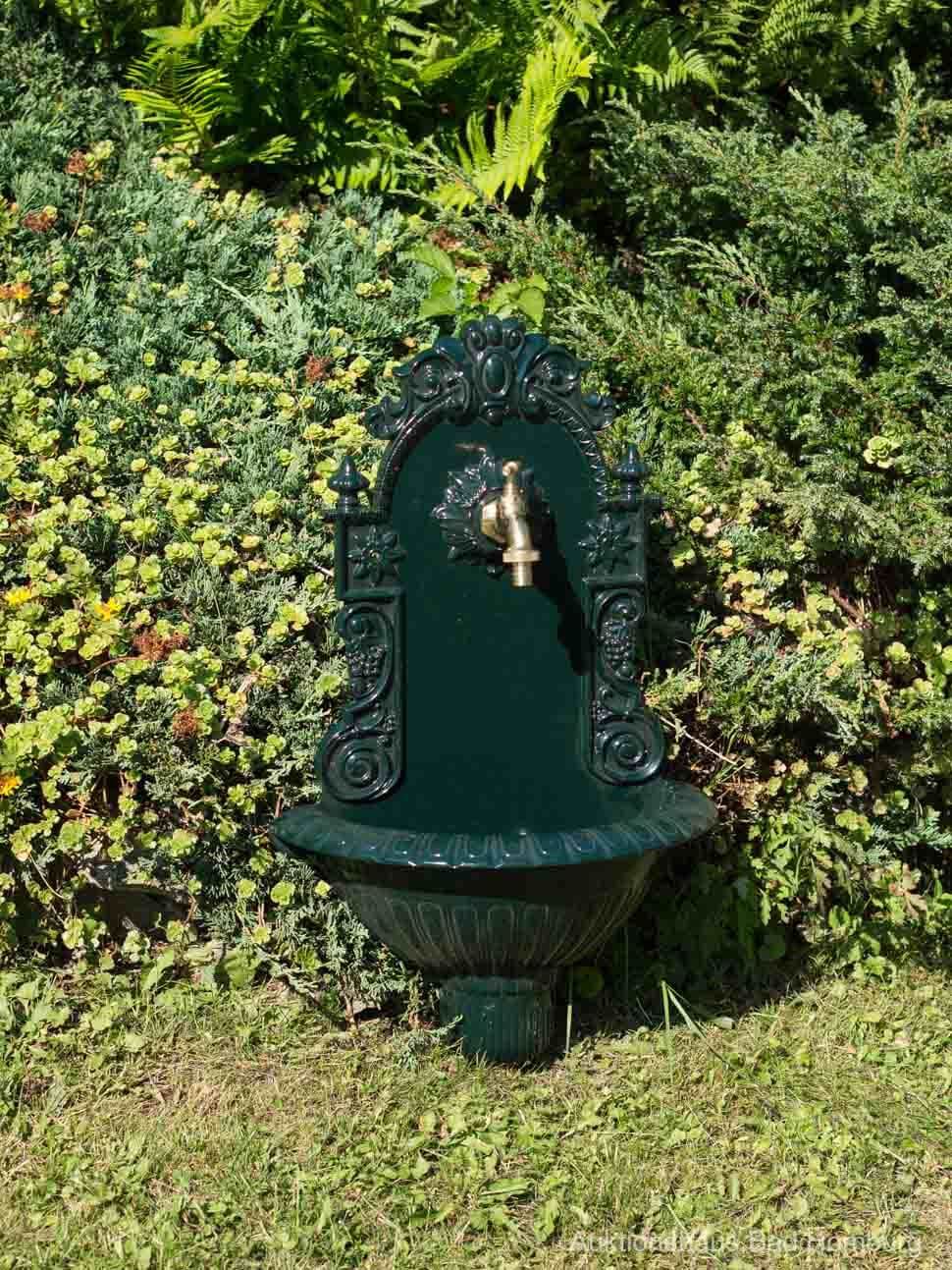 Waschbecken Wein Wandbrunnen Garten Aluminium Becken Brunnen Antik-Stil grün
