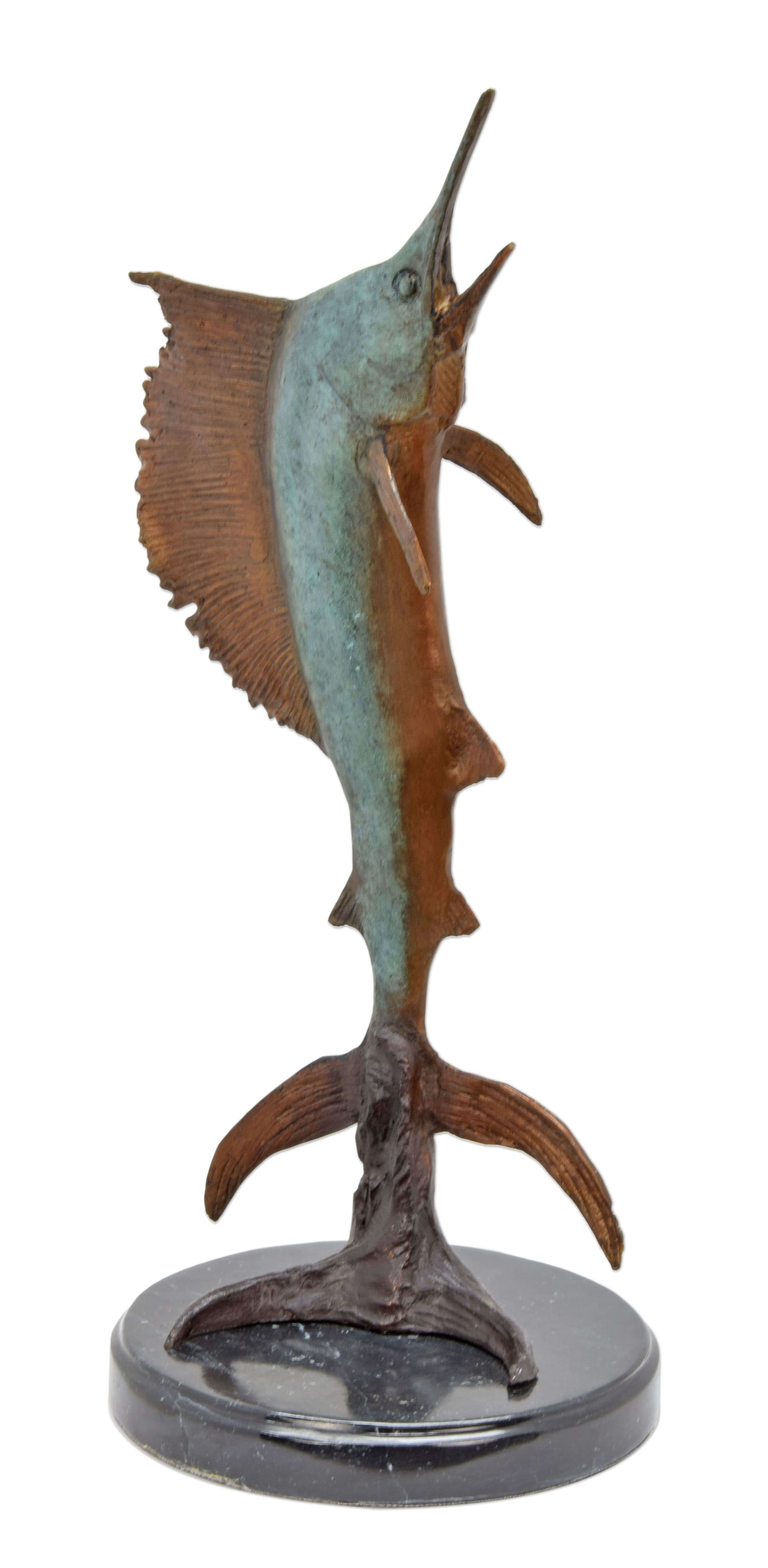 Een bronzen sculptuur van een zeilvis replica retro ontwerp decoratie