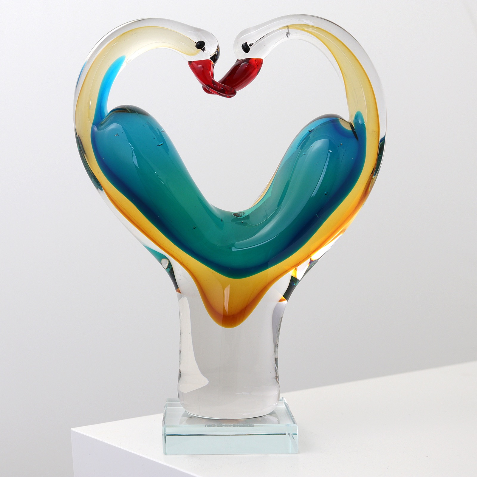 Glasskulptur Glasfigur Figur Skulptur Liebe Glas Paar Liebespaar Hochzeit 25cm