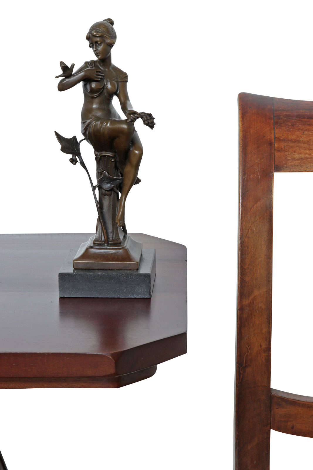 Bronzeskulptur Frau Vogel im Antik-Stil Bronze Figur Statue 23cm