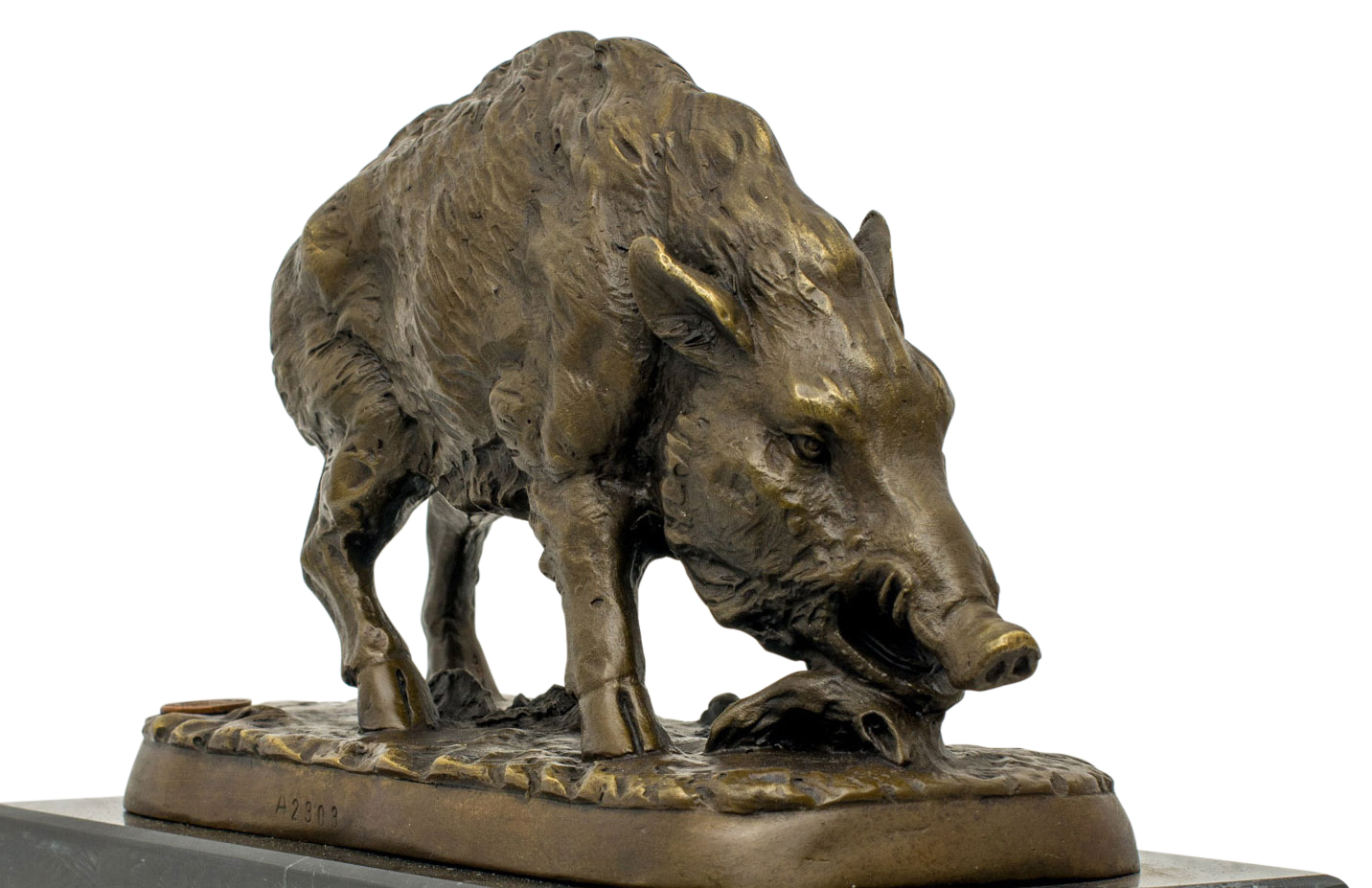 Bronzeskulptur Wildschwein im Antik-Stil Bronze Figur 22cm