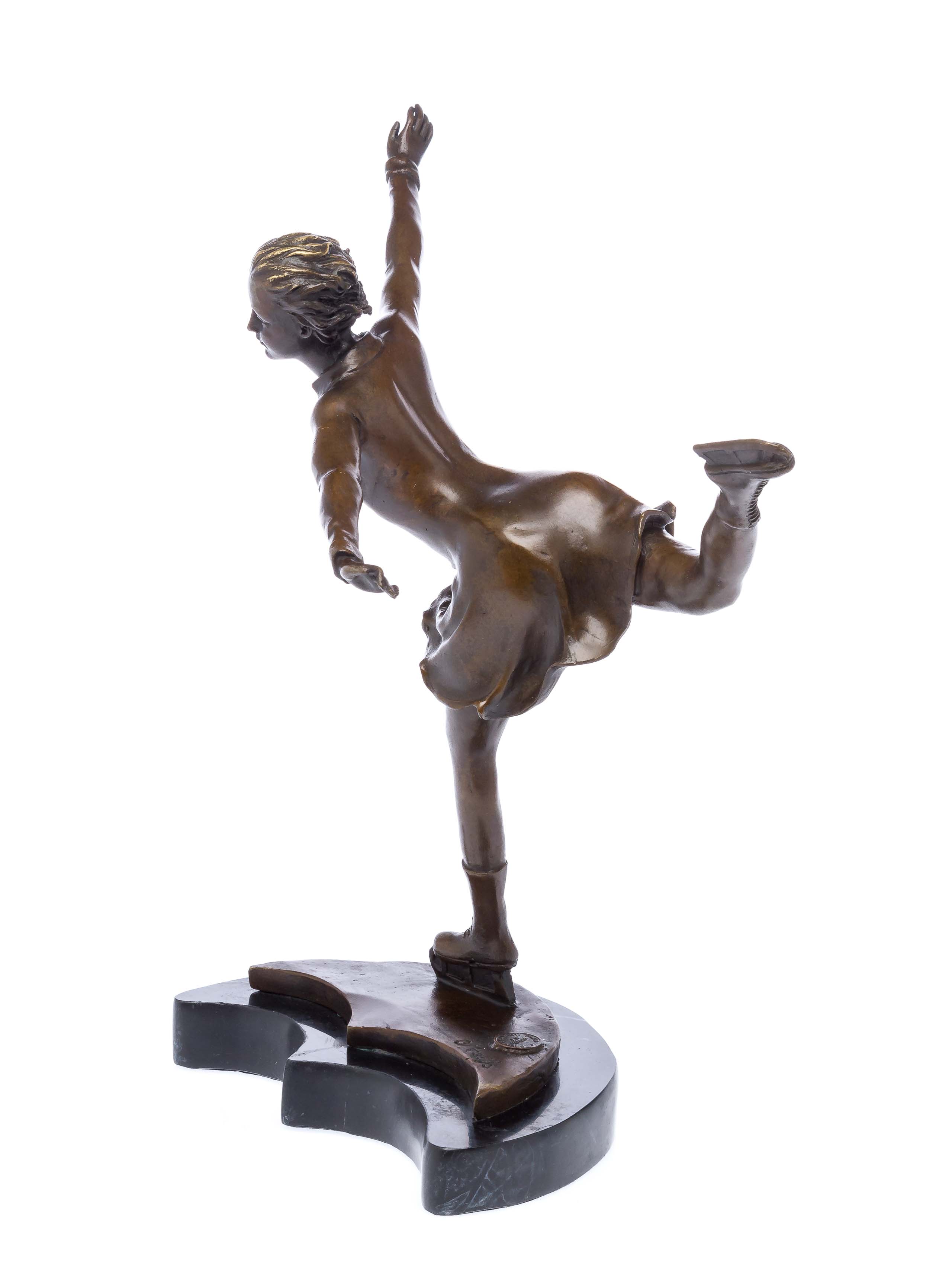 Bronze Skulptur nach Ferdinand Preiss Eiskunstlauf Schlittschuhe art deco style